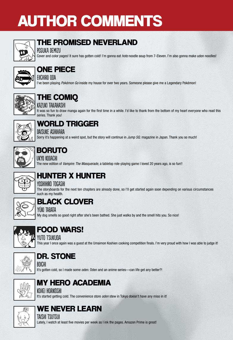 [DISC] Weekly Shounen Jump Author Comments (Issue 52) manga