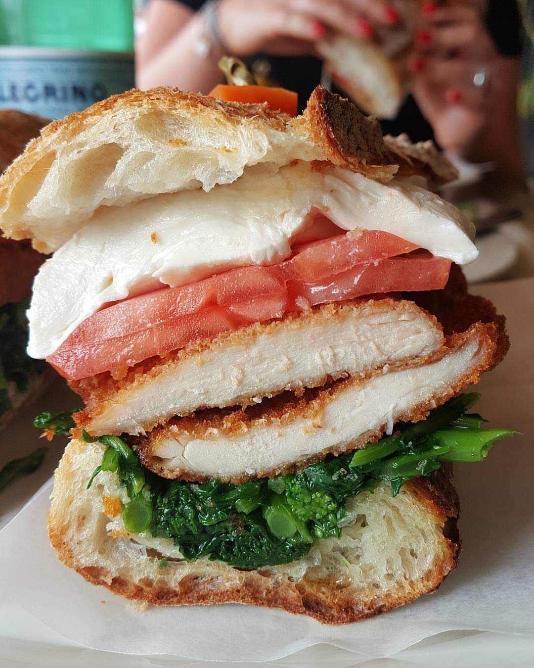 [I ate] A Sandwich with Chicken Cutlet, Broccoli Rabe, Tomato, and