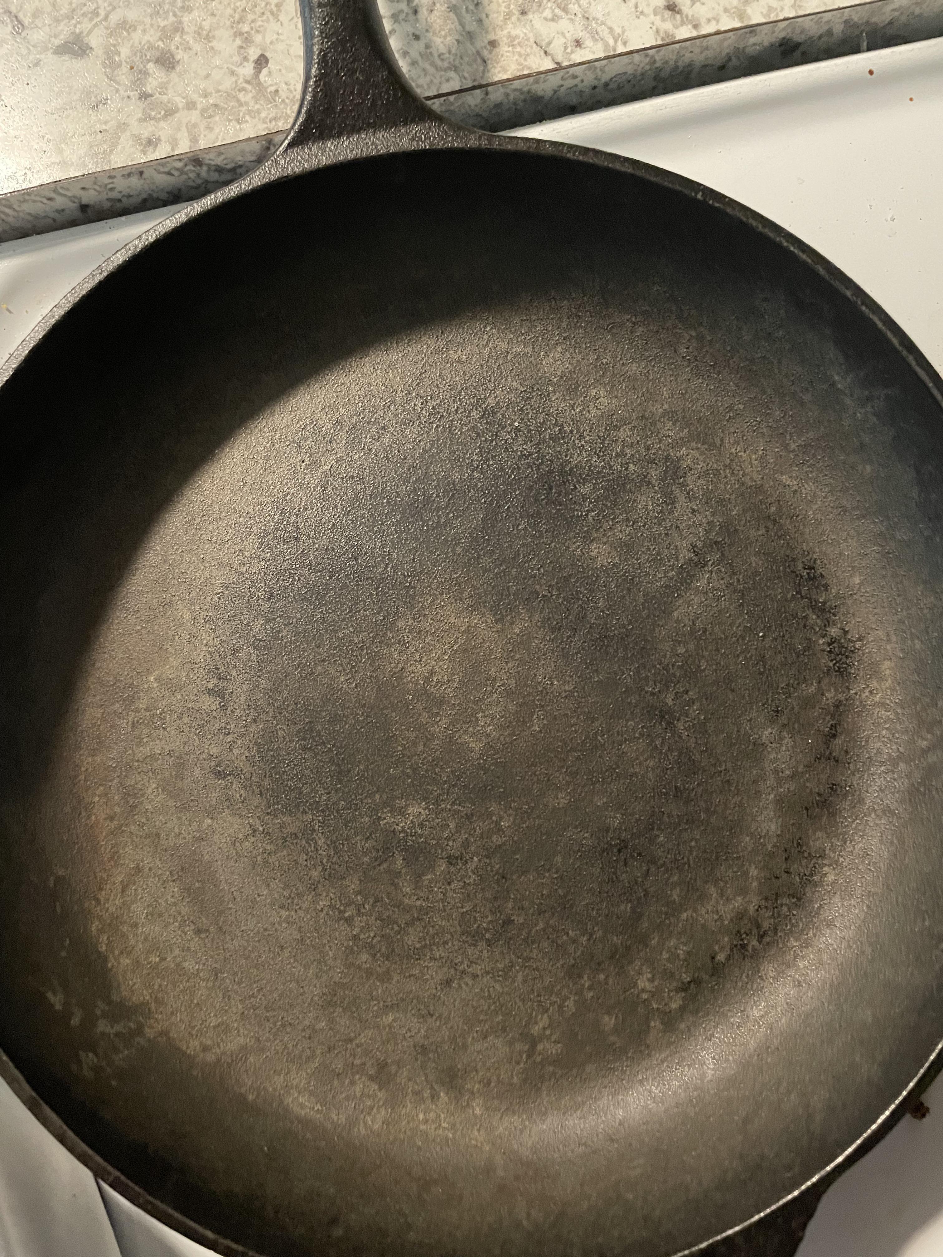 Cast Iron Discoloration. Had this and a smaller 10” skillet for like 4