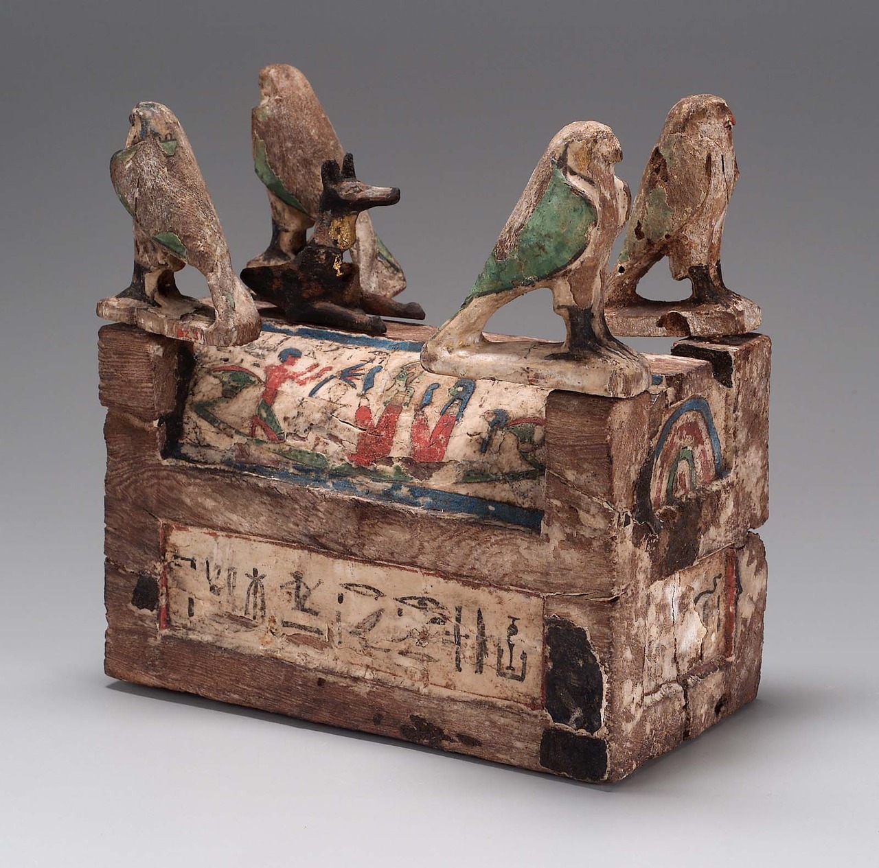 Ancient Egyptian wooden model sarcophagus which represents the tomb of