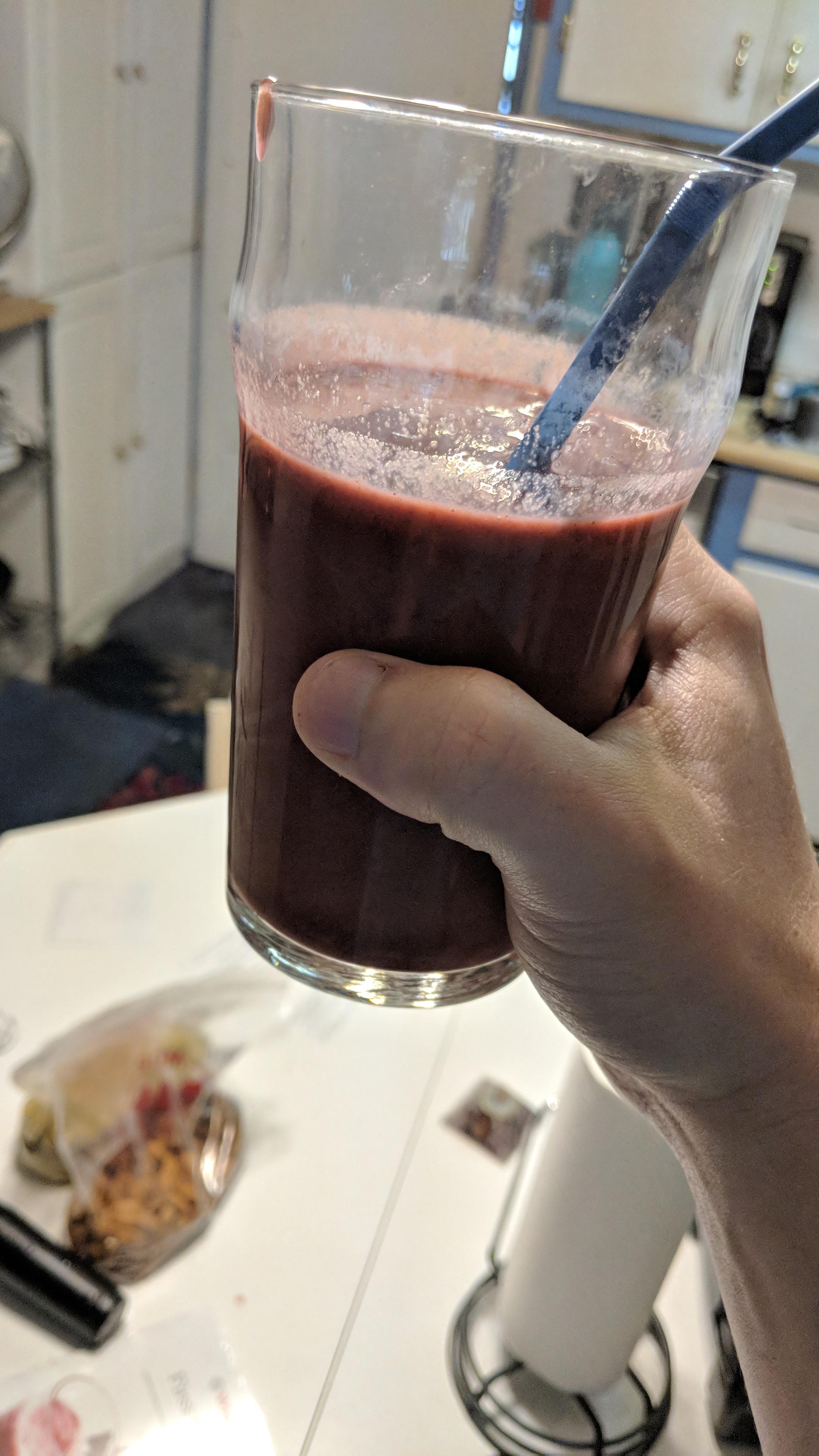 My first vitamix smoothie. Almond milk, chia seeds, whole banana with