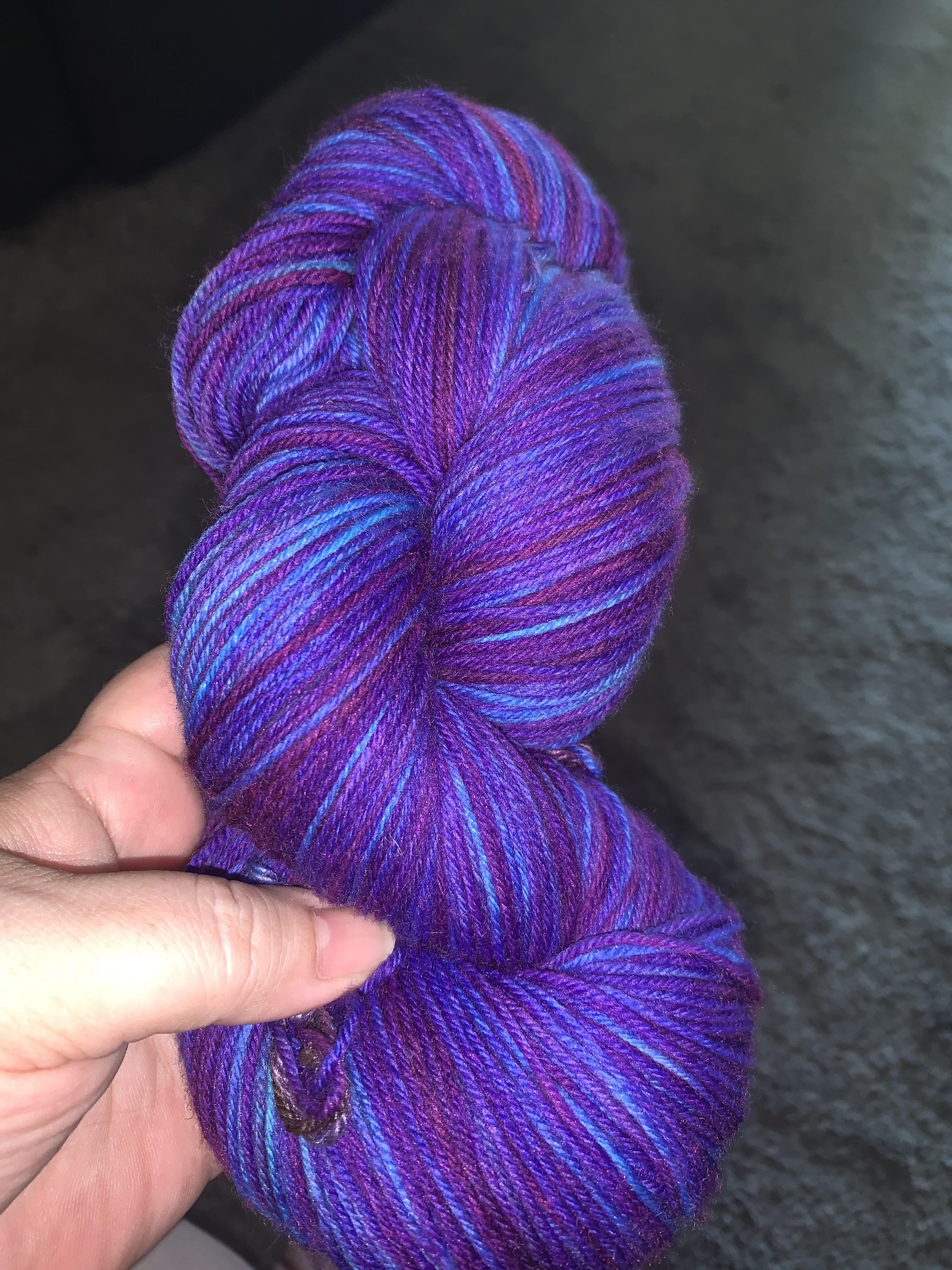 First time dyeing yarn! Used the dip dyeing technique to break Wiltons