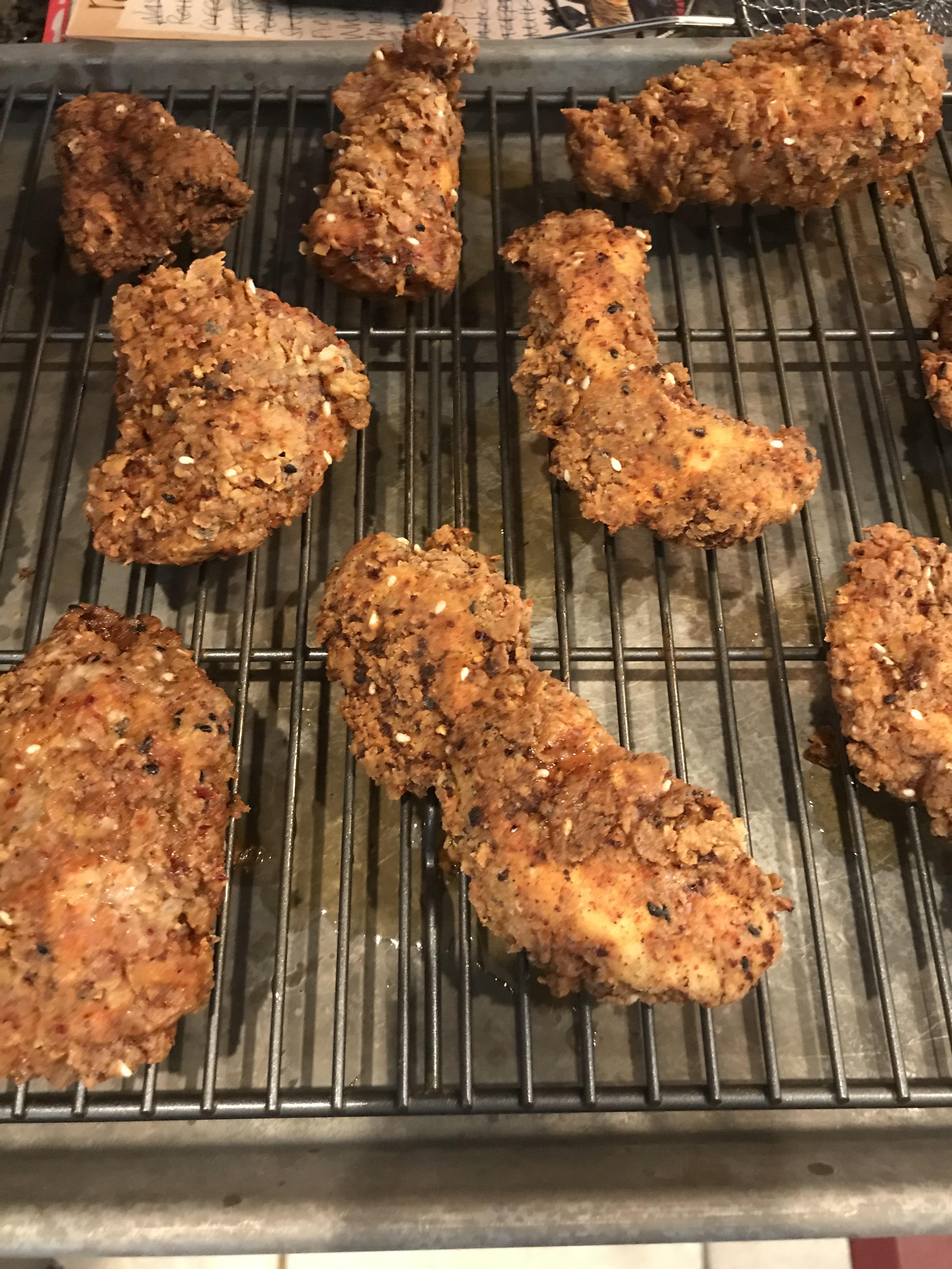 Made Kenji’s kimchi brined fried chicken for my first time making fried