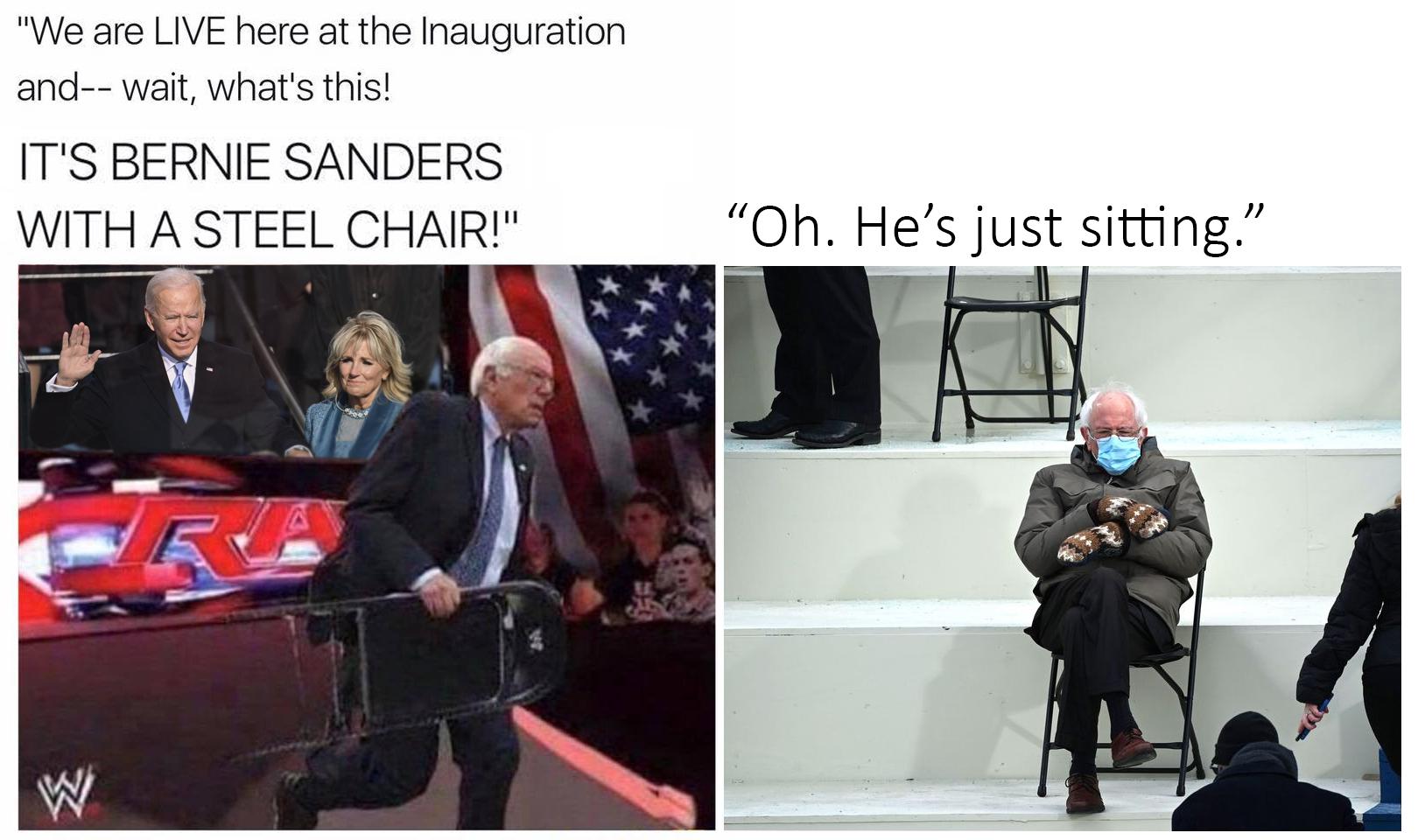 It's Bernie Sanders with the steel chair! Oh... r/dankmemes