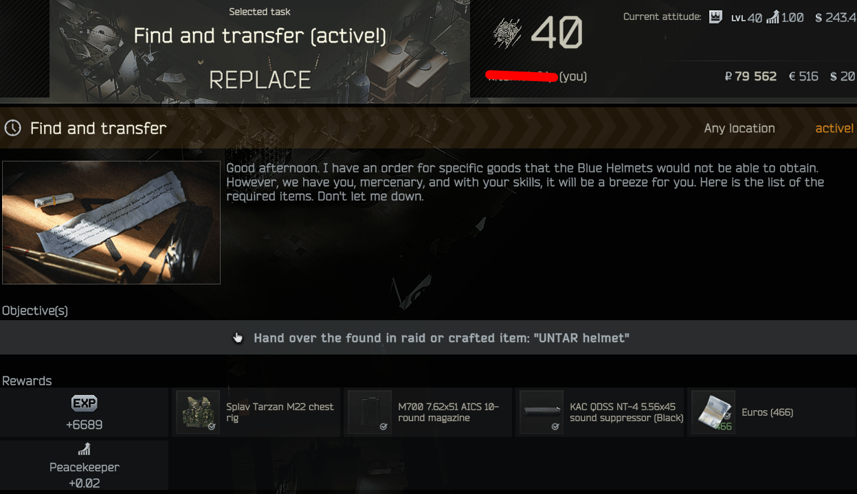 An order for specific goods that the Blue Helmets are not able to