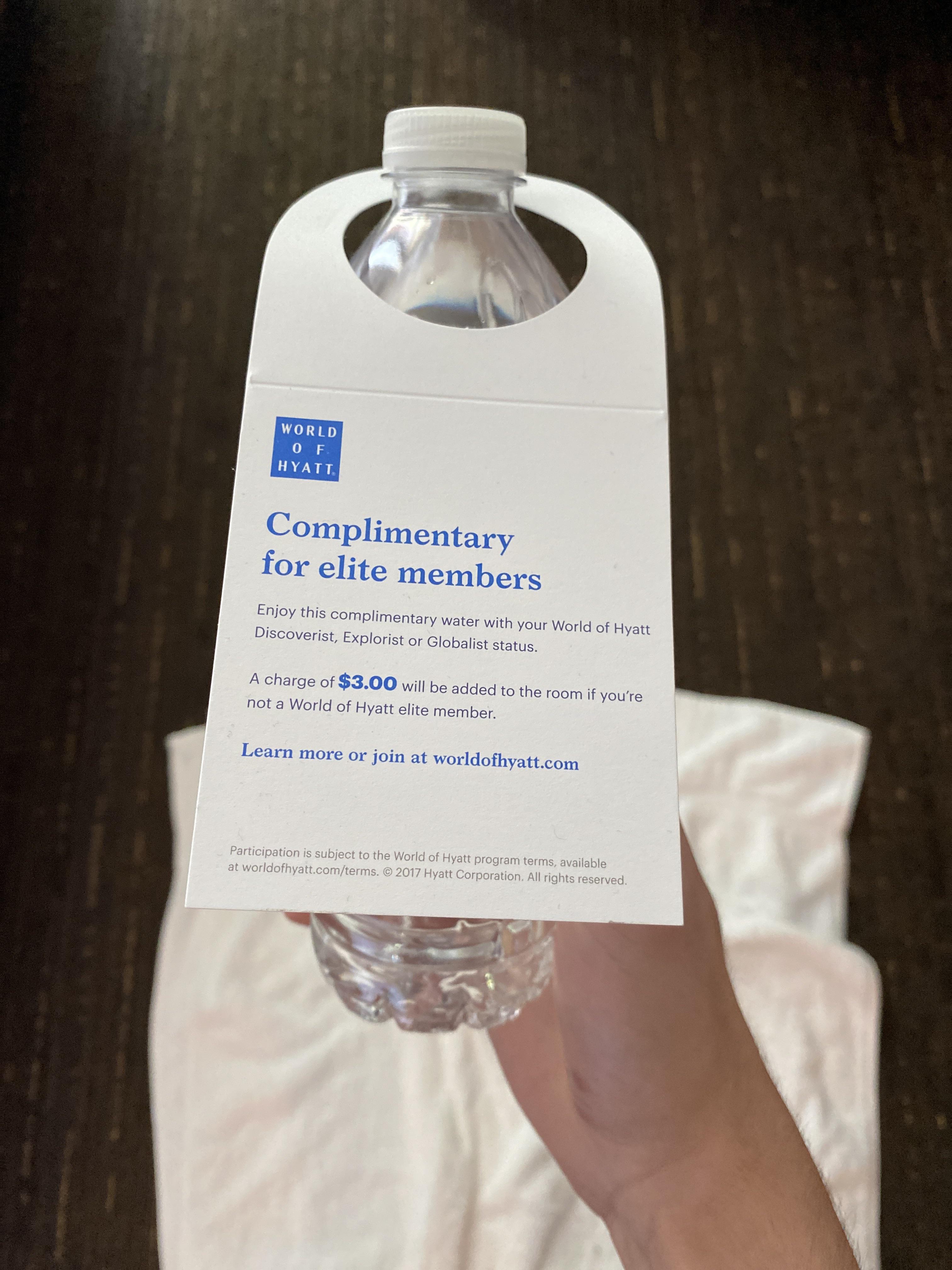 Water at my hotel is only free for “elite” members, otherwise it’s 3 a