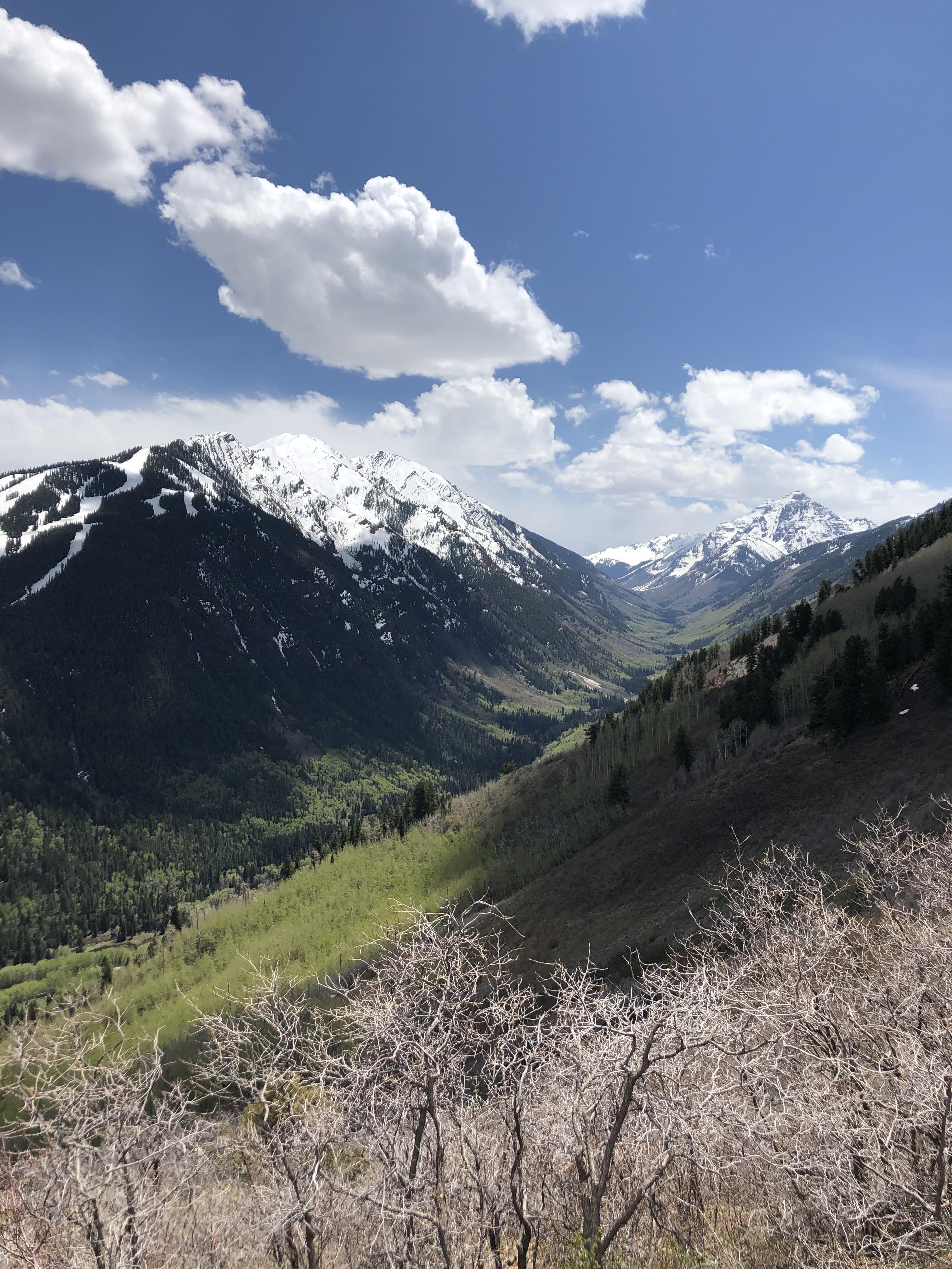I hiked to the top of Buttermilk in Aspen. The left is Aspen Highlands