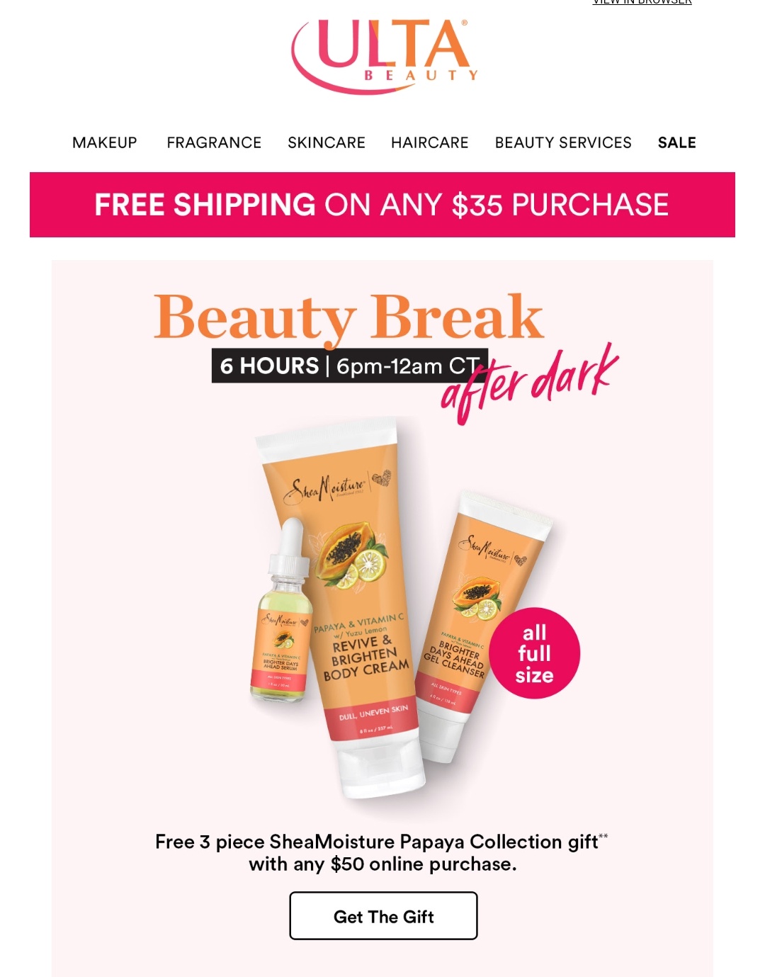 ULTA Beauty Break After Dark Free 3pc Shea Moisture gift (all full