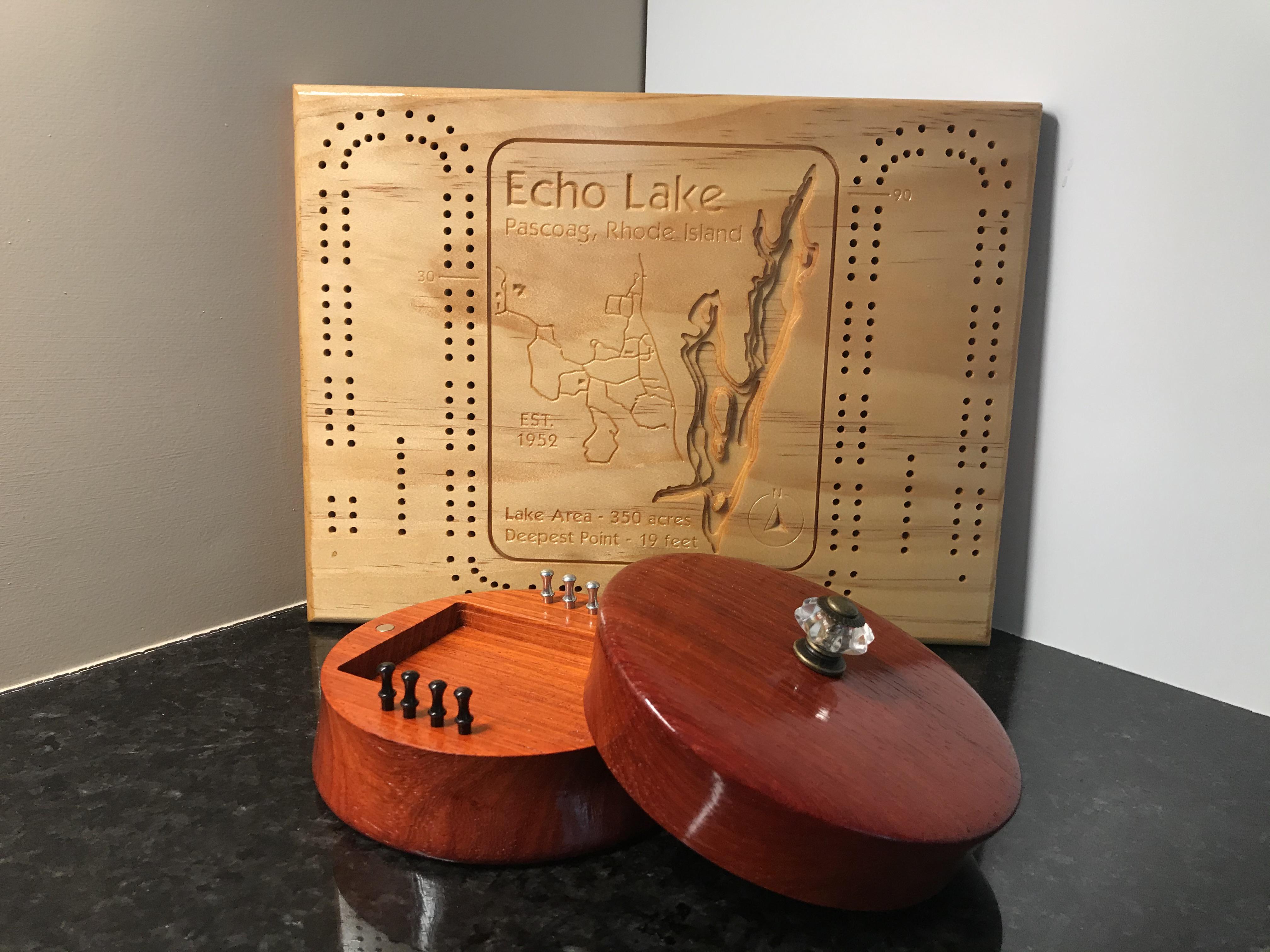 I made a custom cribbage board and a peg/card holder for my mom for her
