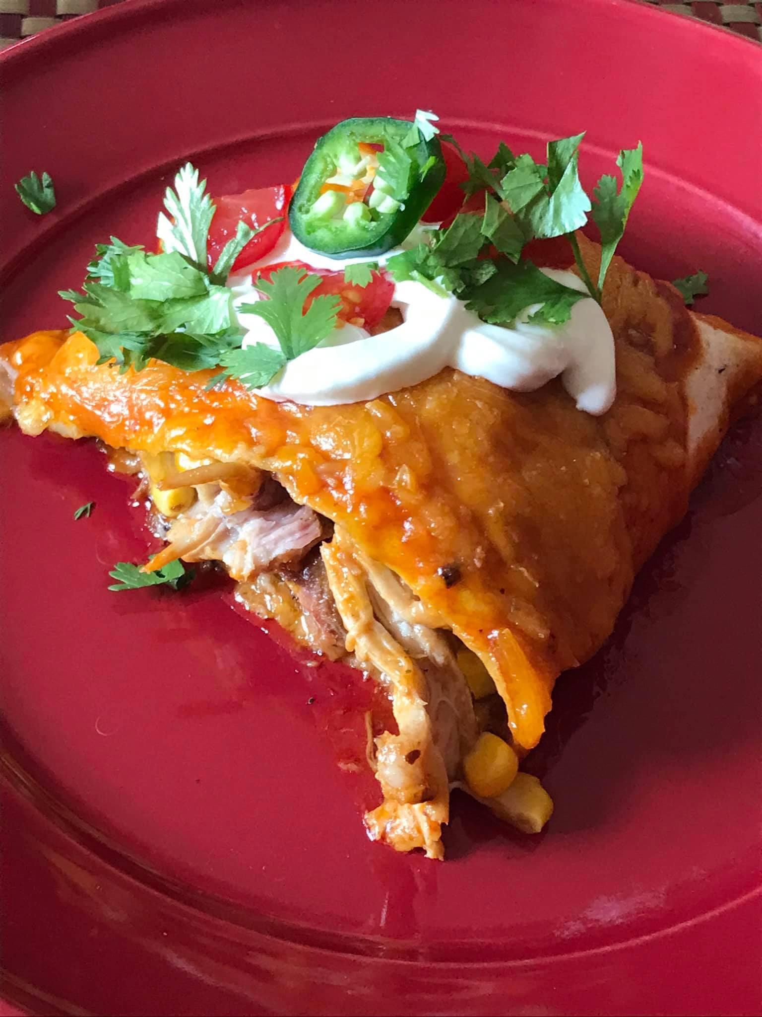 Smoked pork enchilada r/mexicanfood