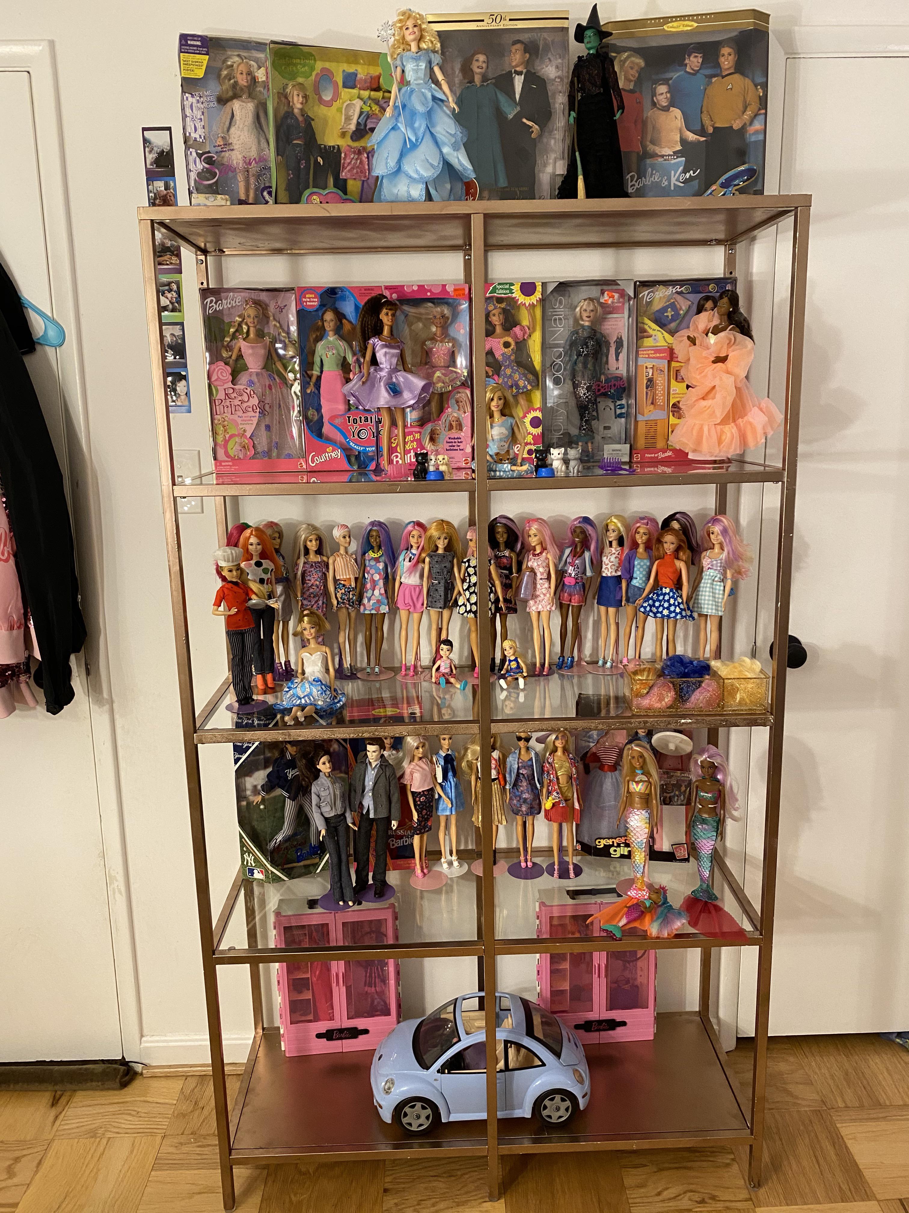 Spray painted an ikea shelf rose gold for my collection! Not perfect