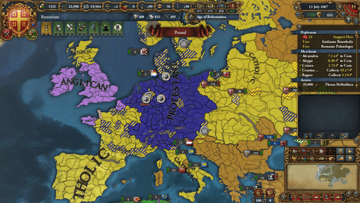 When you help the Protestant League win the war to weaken the Empire