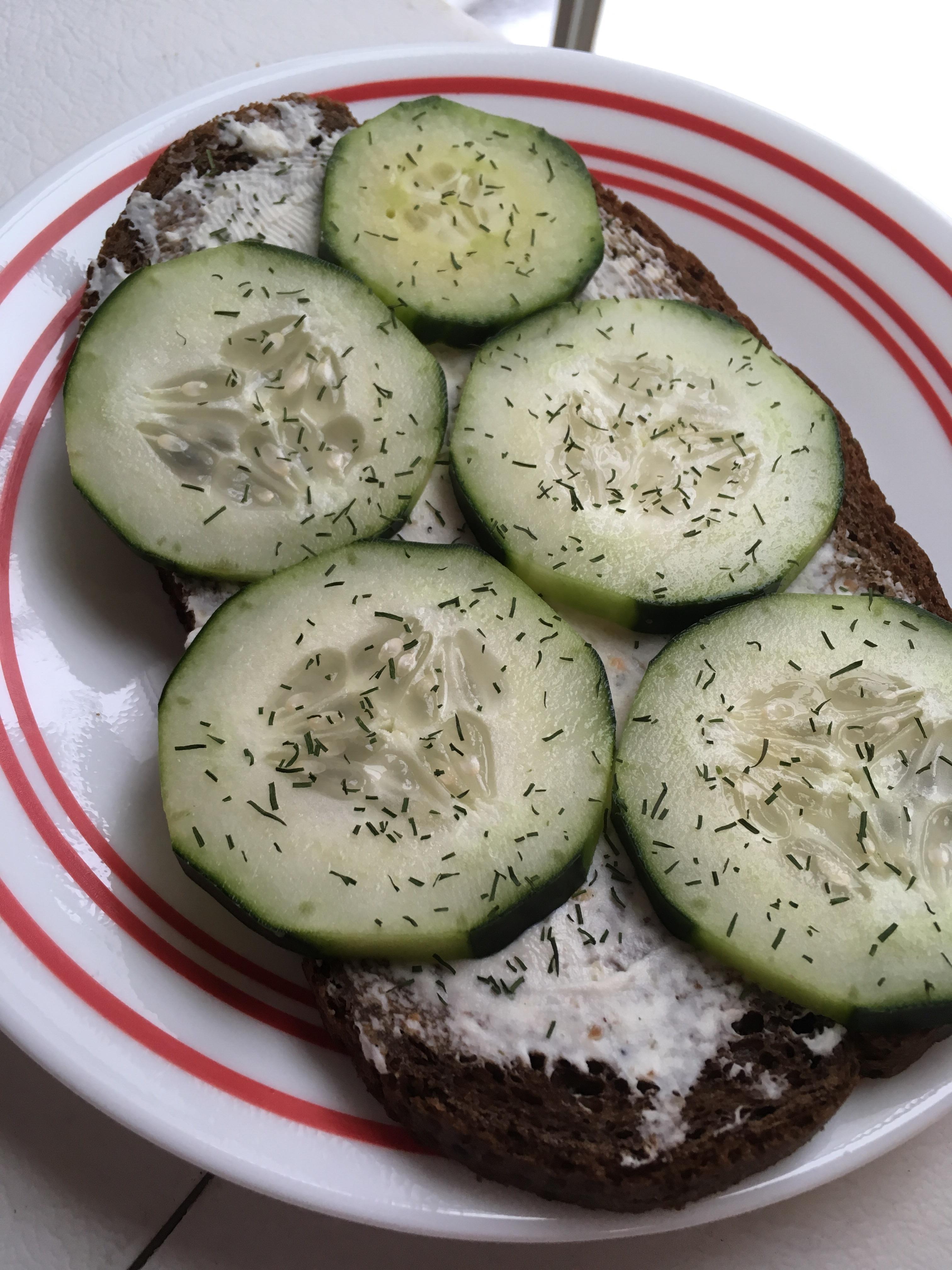 Cucumber sandwich snack for 108 calories! r/1200isplenty