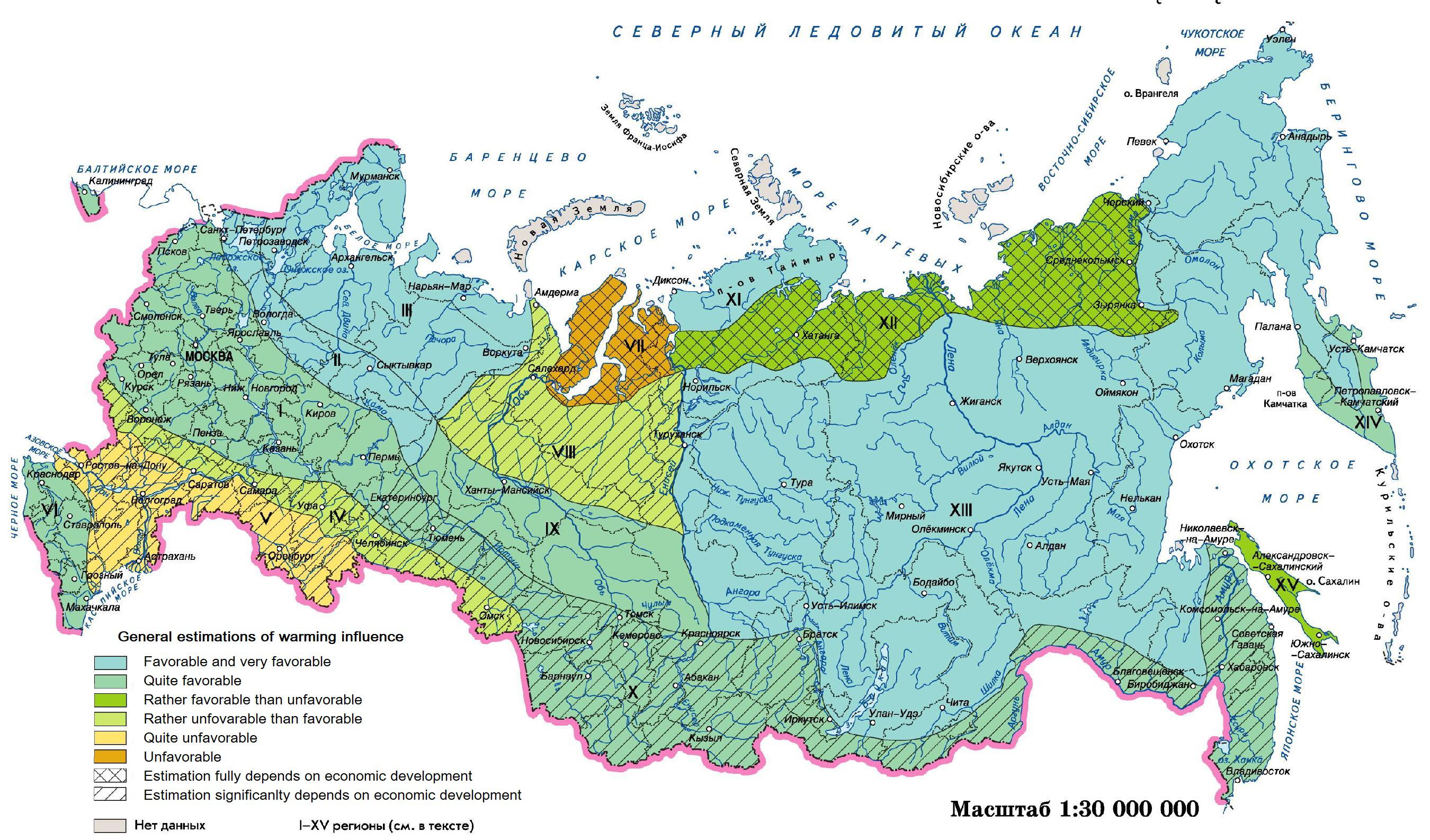 General estimations of climate warming influence in Russia r/MapPorn