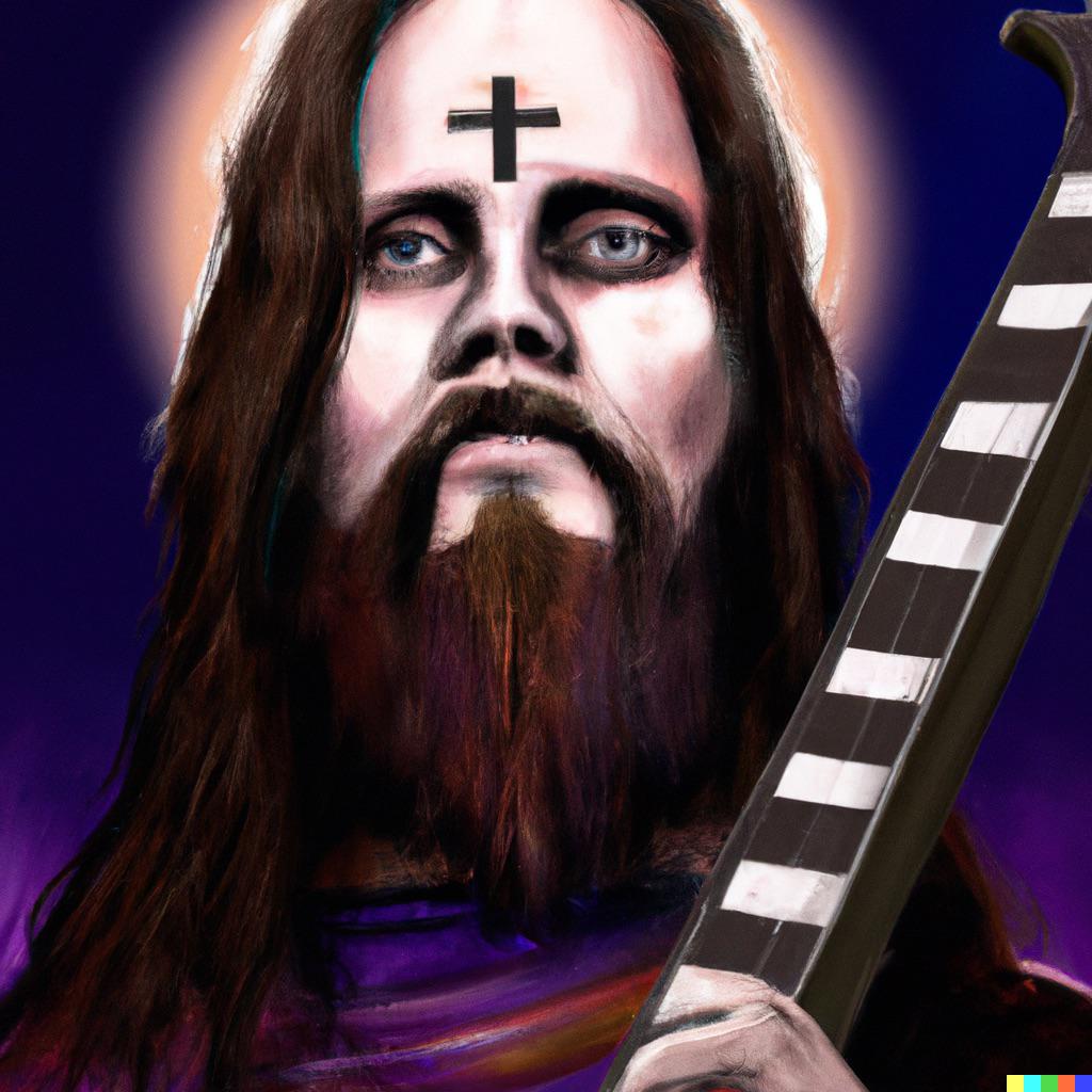 Jesus in a death metal band, 2. Kinda looks like Ozzy. r/dalle2