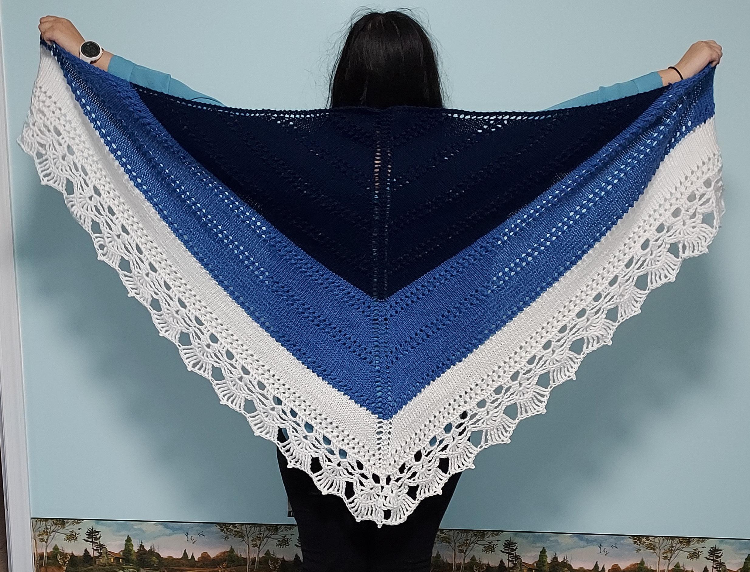 knit shawl with crochet border r/knitting