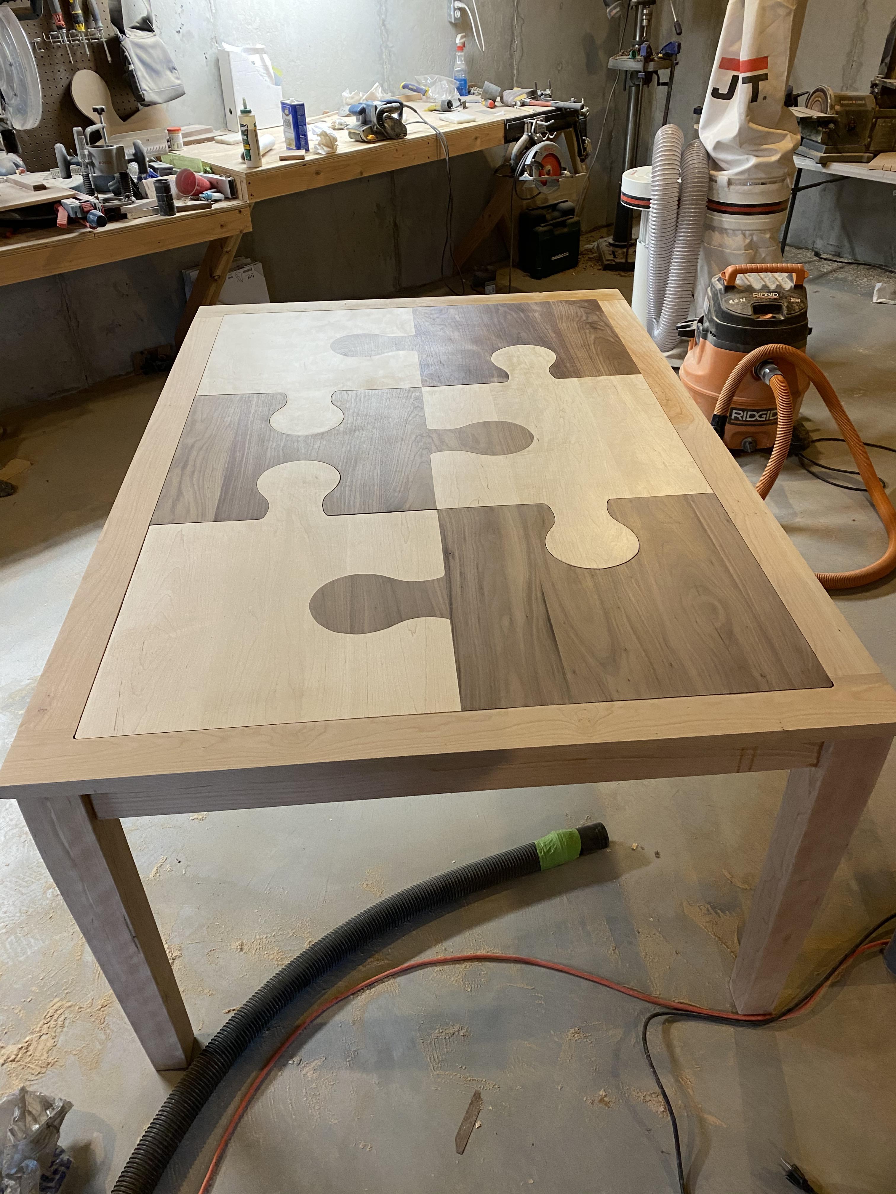 This is a puzzle themed gaming/dining room table I am making for a