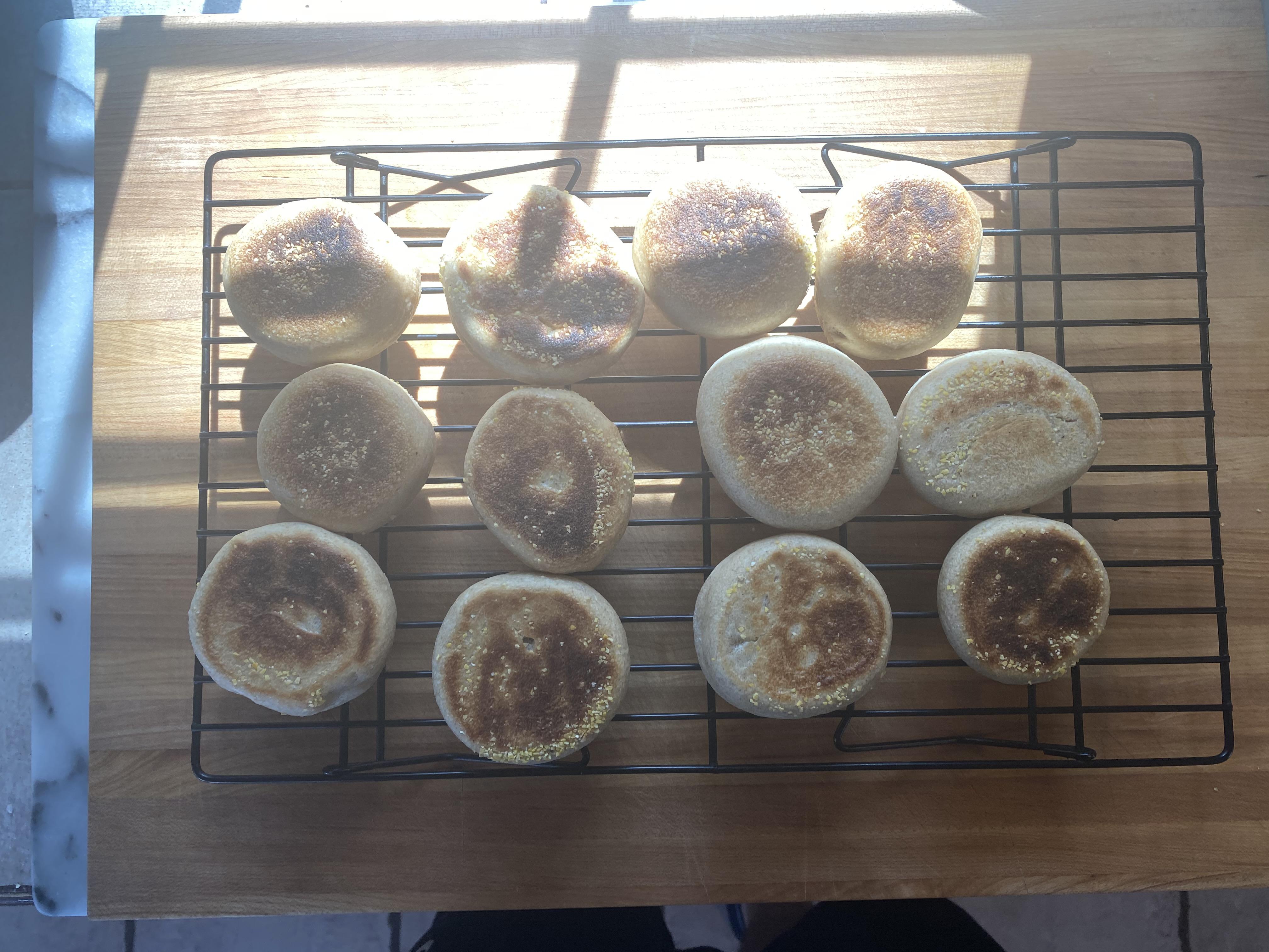 BAs Best English Muffins, modified to use sourdough starter instead of