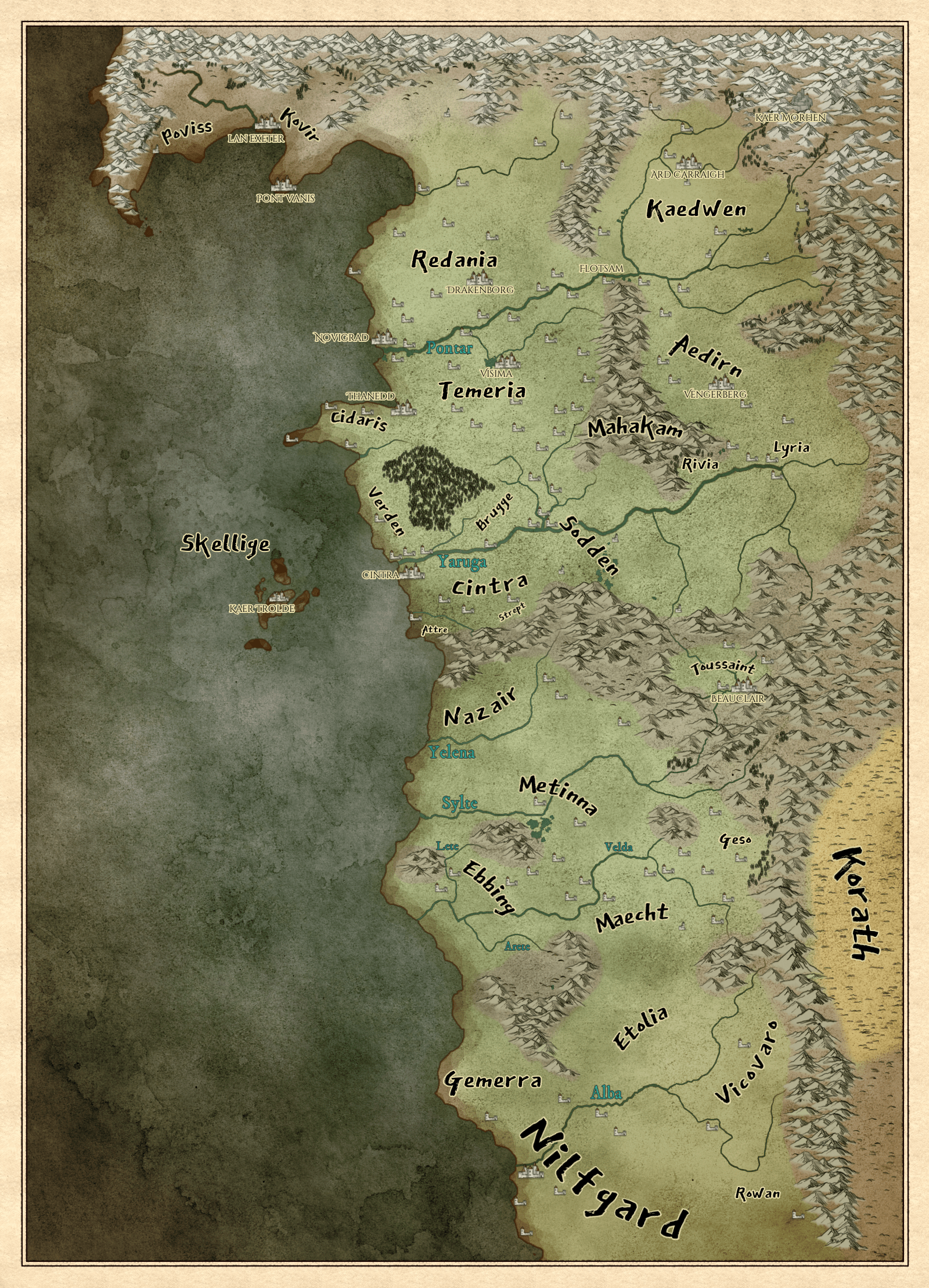 Map of the Witcher world MapPorn