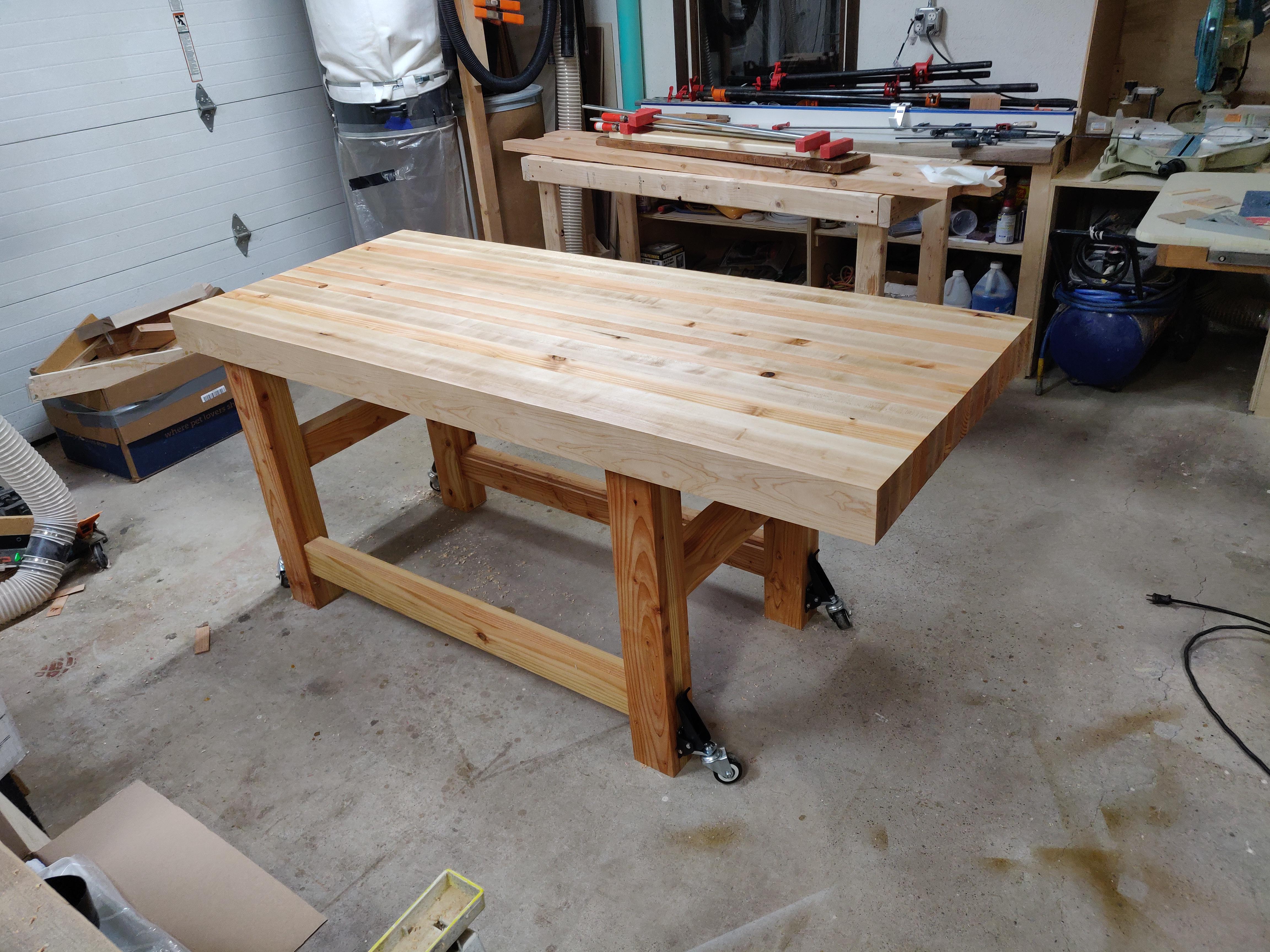 Workbench update sanding complete, and first coat of danish oil applied r/Workbenches