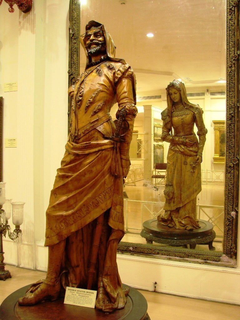 The twosided statue of Mephistopheles and Margaretta (19th century) at