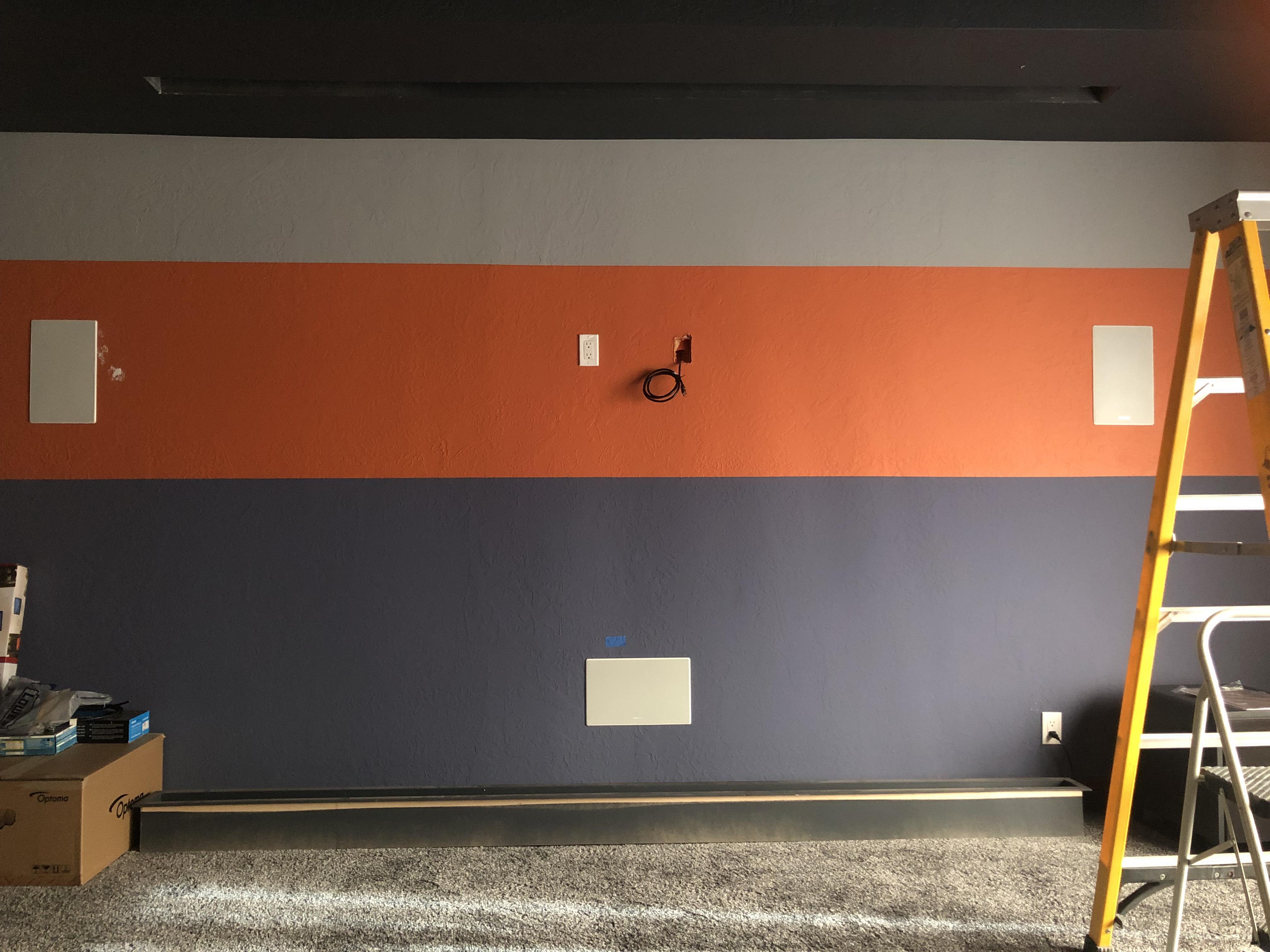 Paint Speaker Grills yes or no? 120 motorized screen in ceiling and