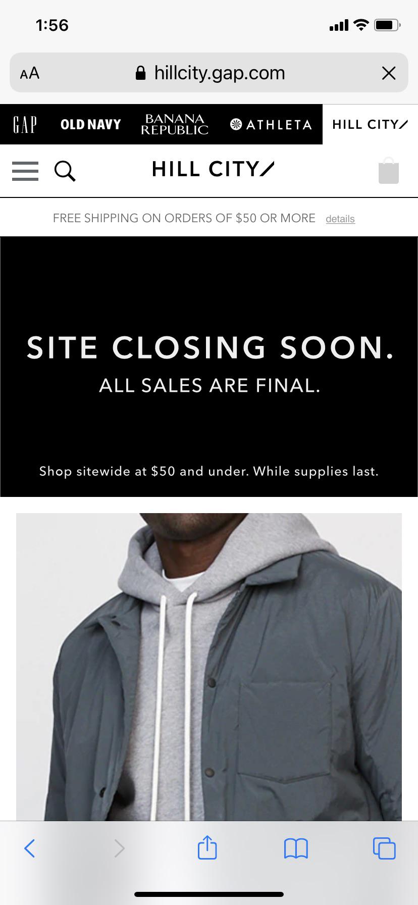 Athleta’s men store is closing. Sizes are limited but I got my dude