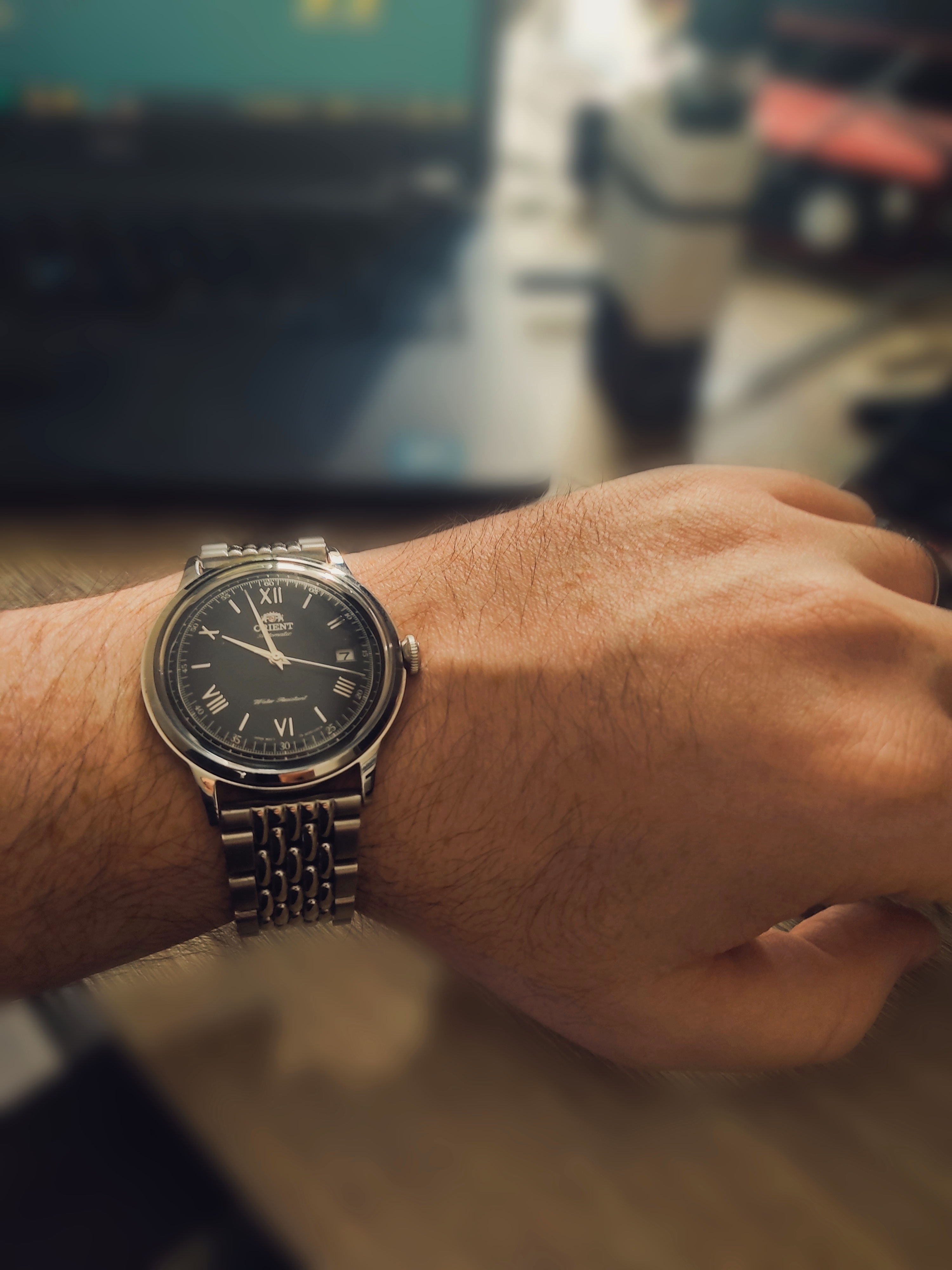 [Orient Bambino] Black Dial w/Strapsco 'Beads of Rice' bracelet