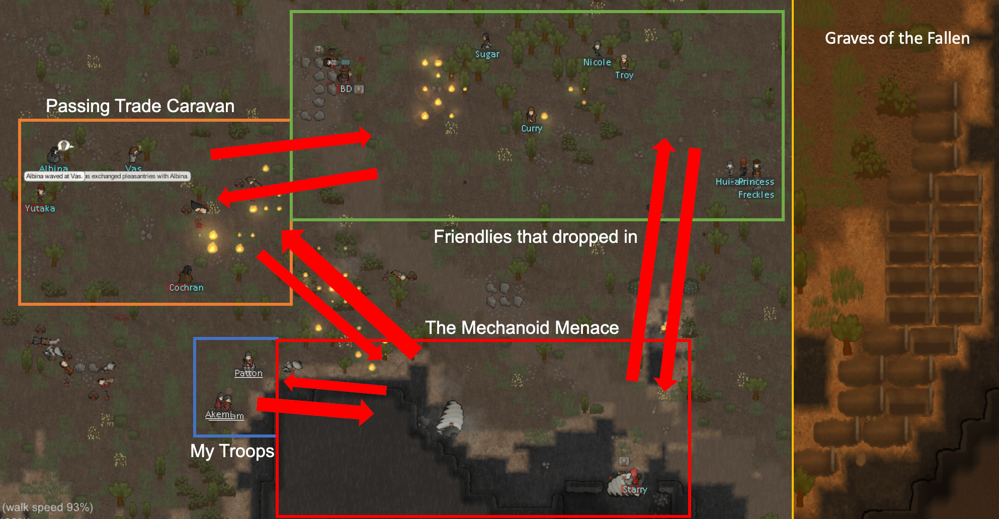 My base was the site of a spontaneous 4way battle between my troops
