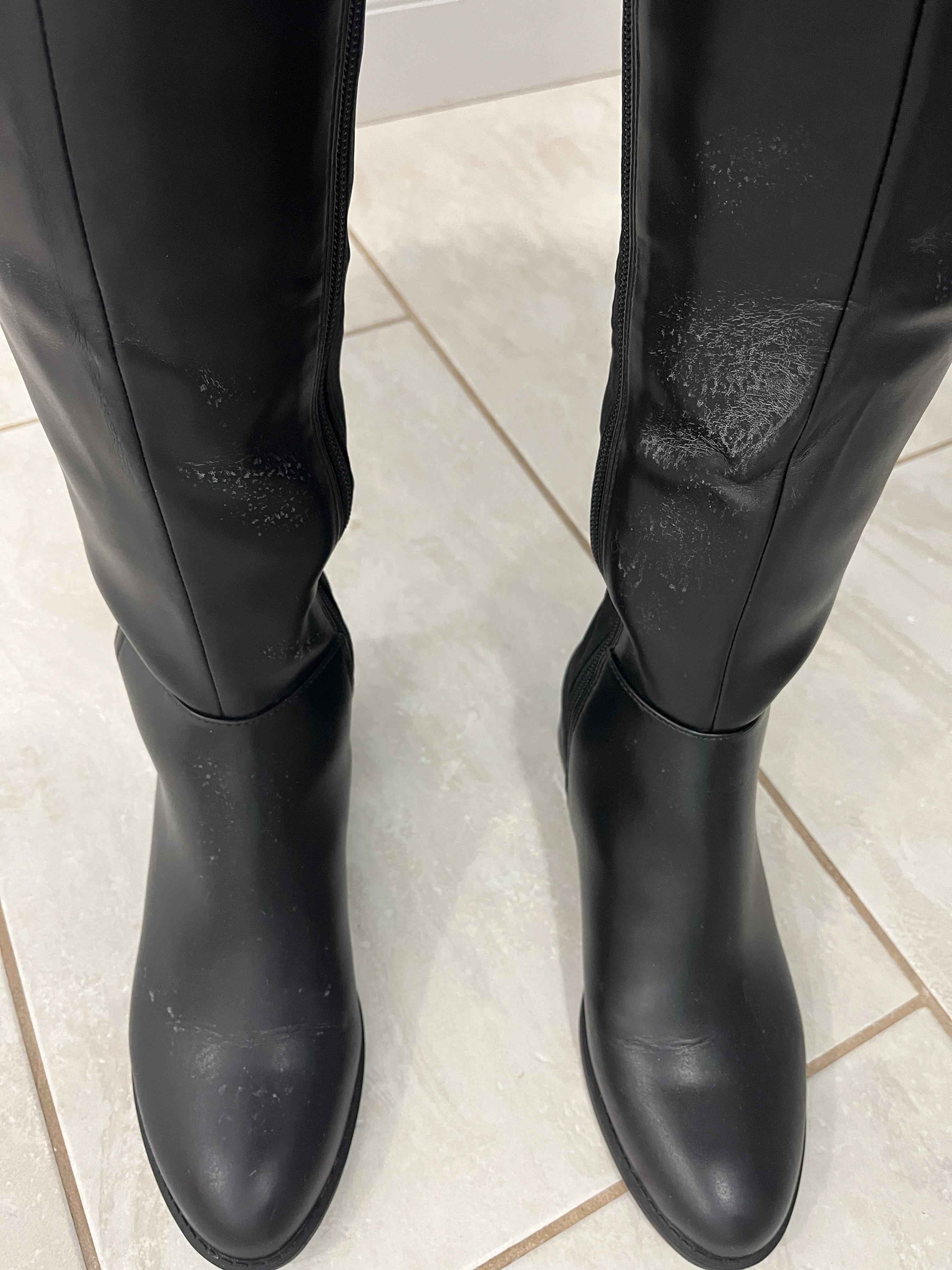 Can my new shoes be fixed? My husband sprayed my boots when he sprayed