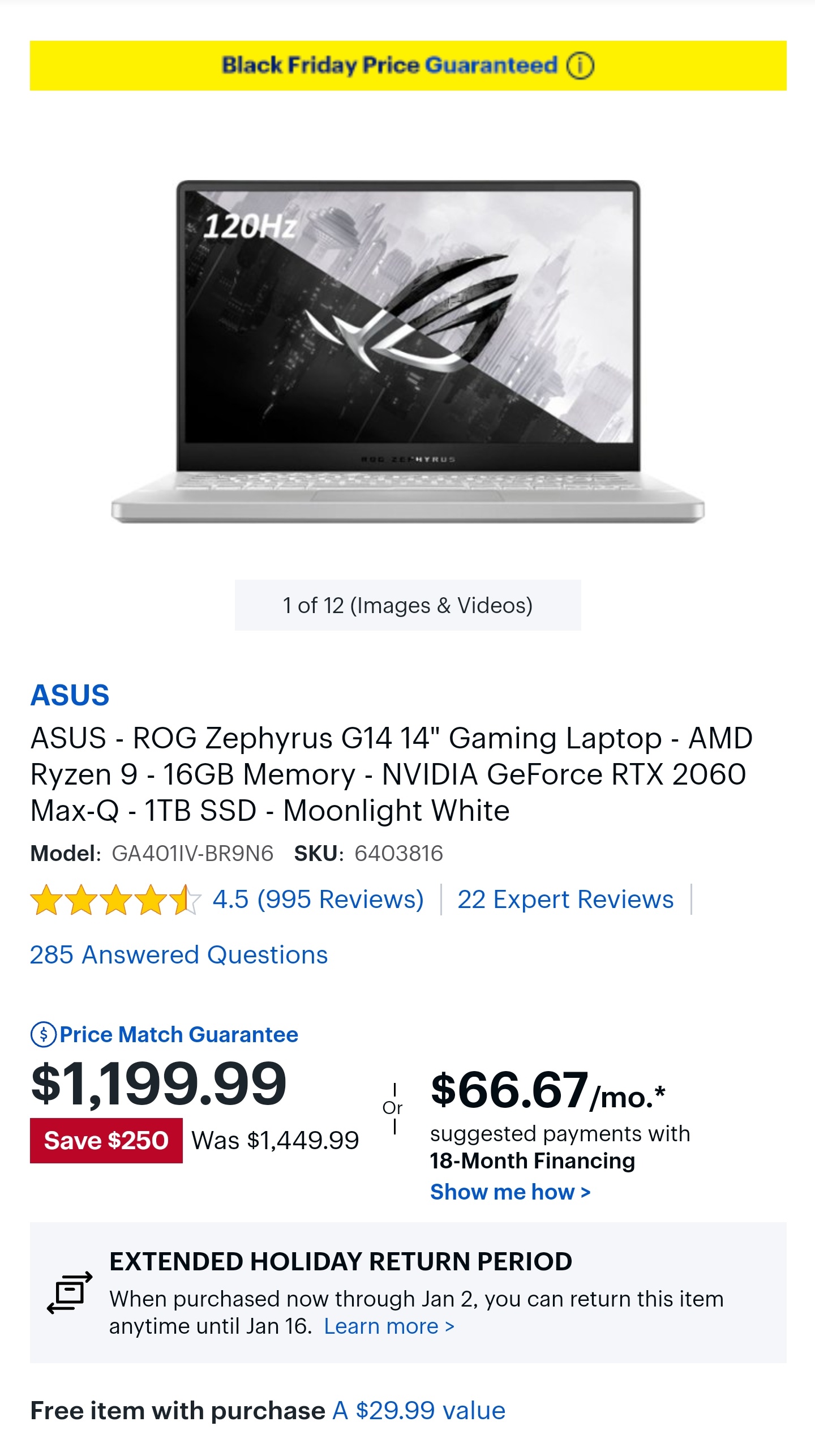 Zephyrus 250 off at Best Buy 0_0 r/ZephyrusG14