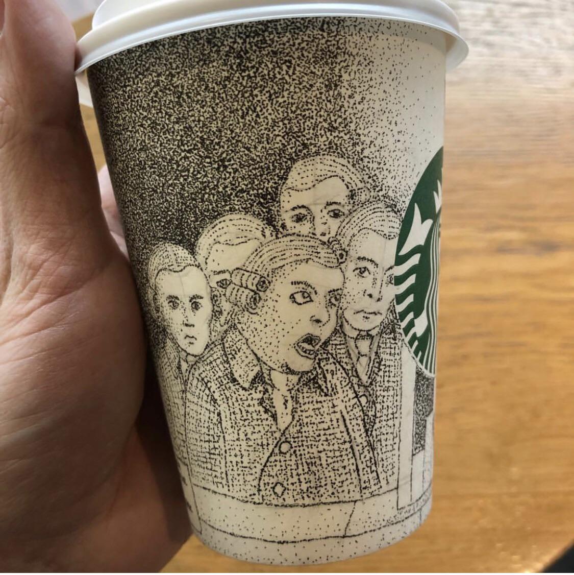 The invention of coffee, Me, doting on paper cup, 2019 r/Art
