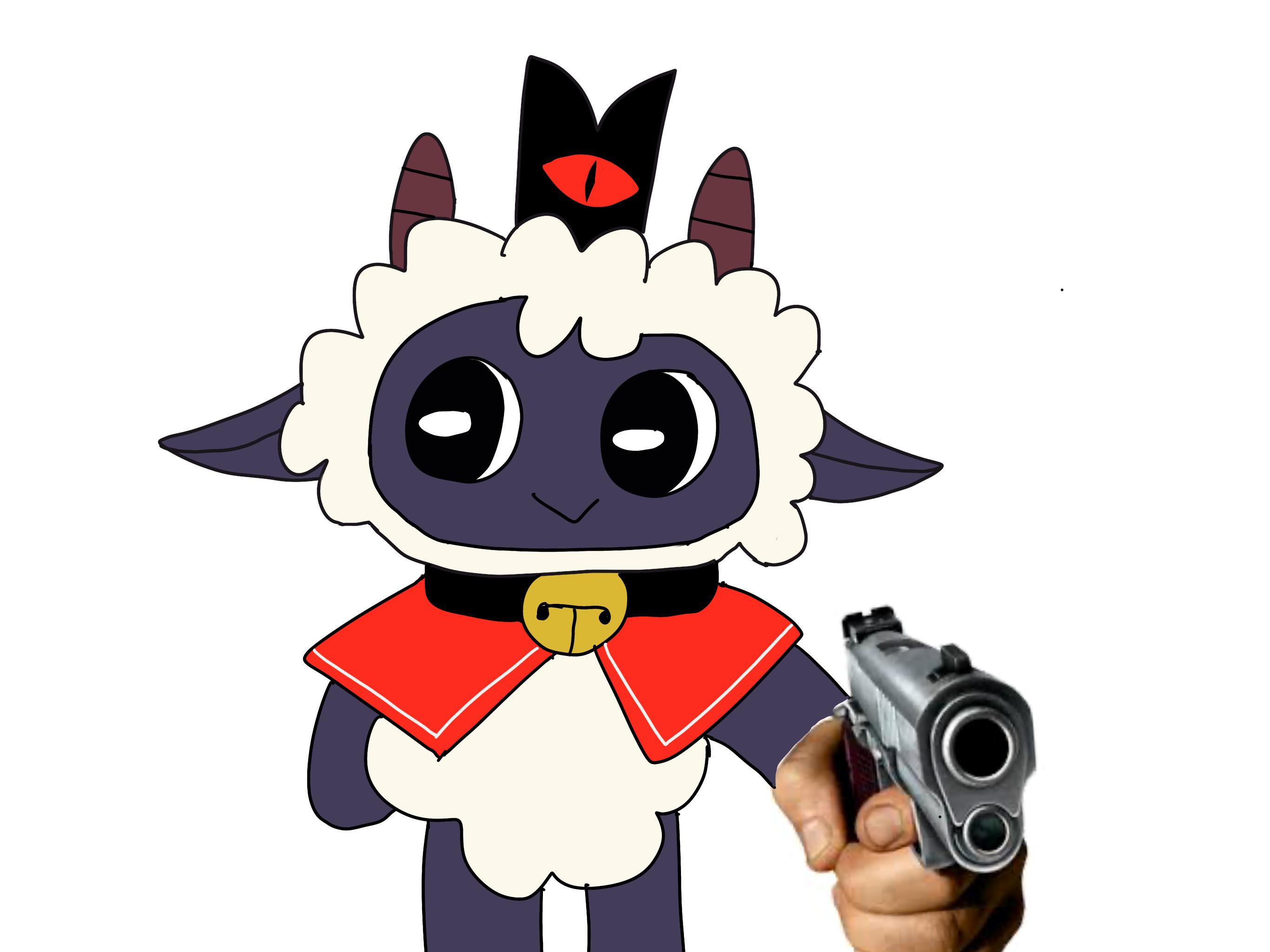 Lambert holding a gun meme template r/CultOfTheLamb