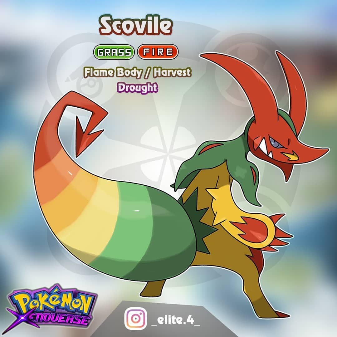 Scovile, a Grass/Fire Pokémon from the fangame Pokemon Xenoverse