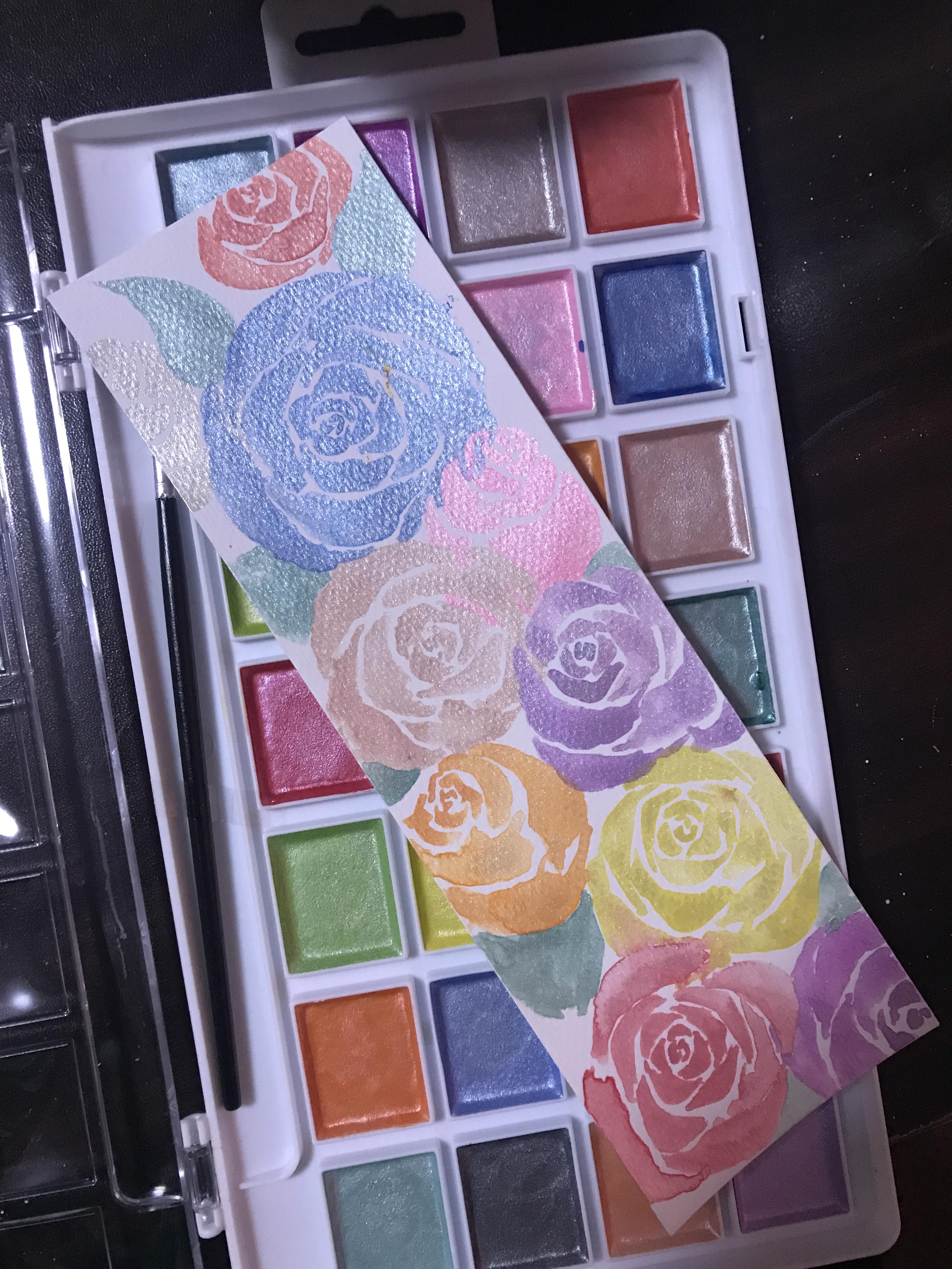 Tried my new pearlescent watercolor r/Watercolor