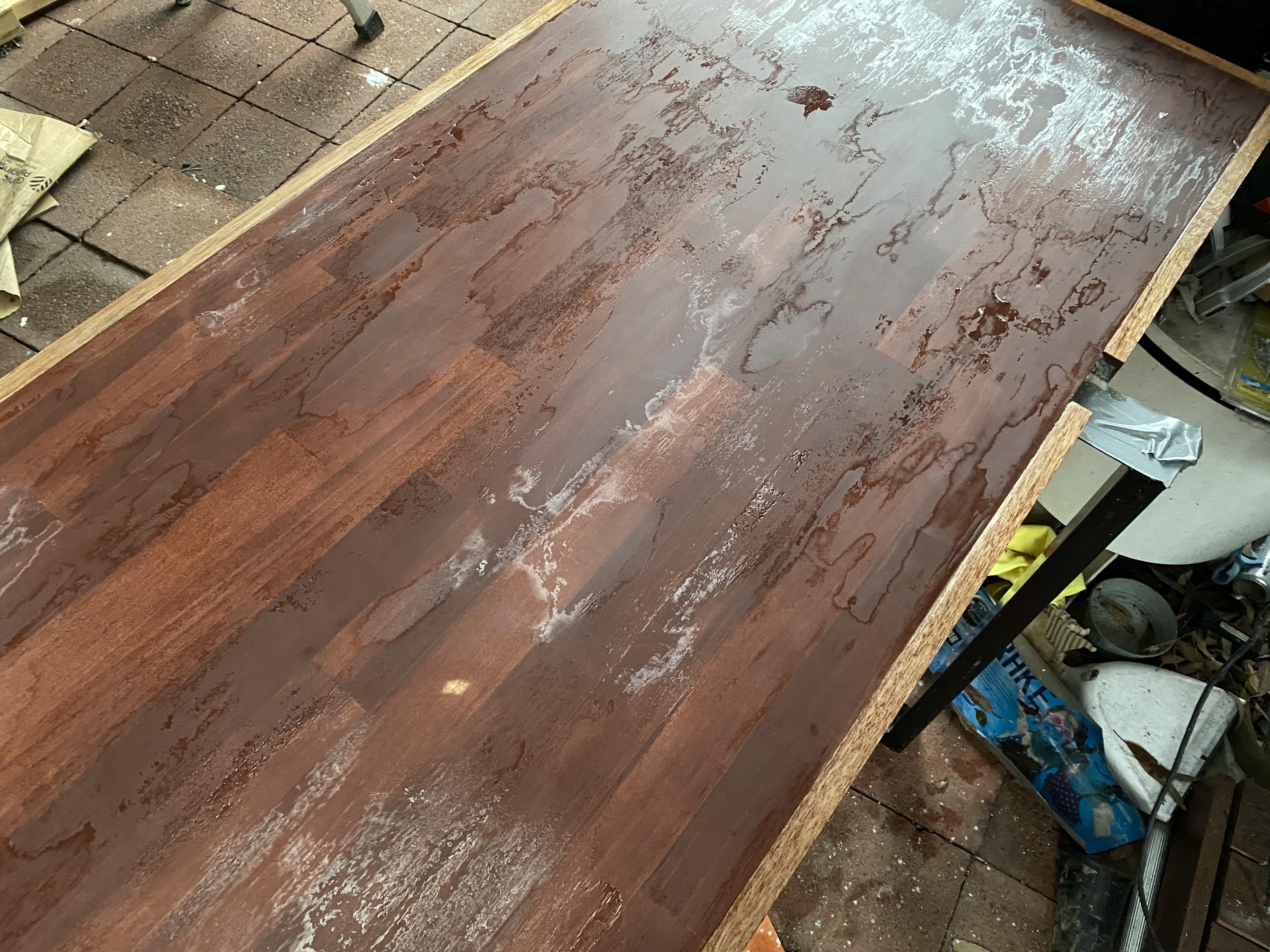 Any ideas how to fix this? Varnish kept peeling off and ended up