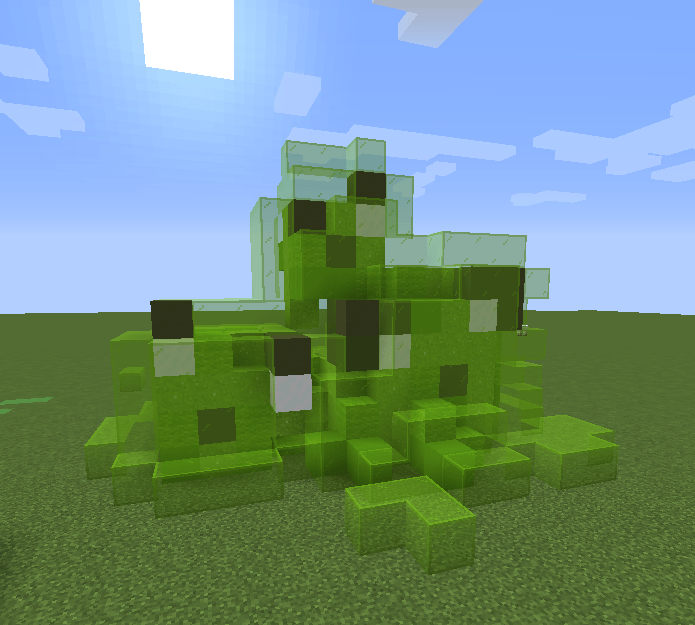 A statue of my 3 slimes. Remi, Pino and Midori r/Minecraft