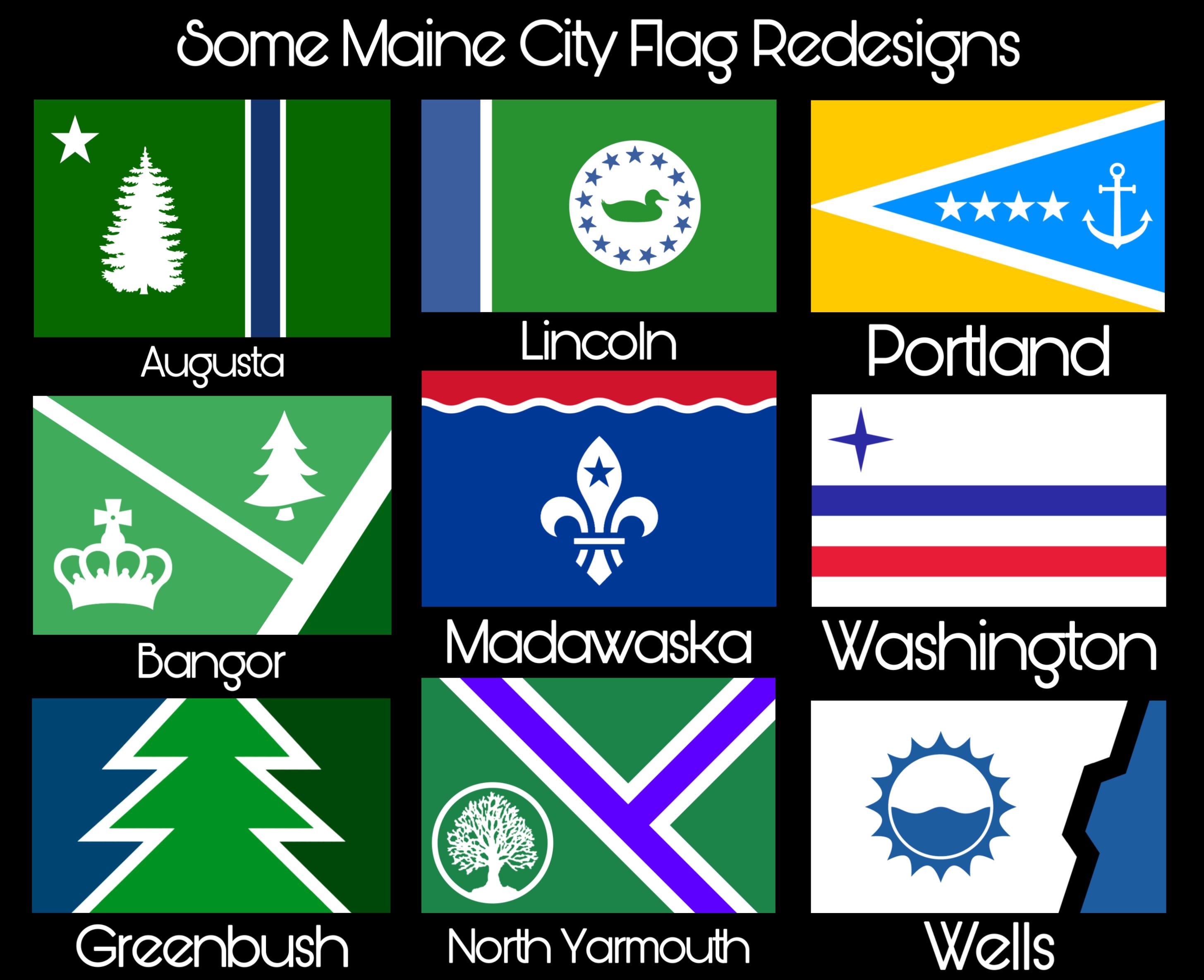 I redesigned the city flags of some Maine cities r/Maine