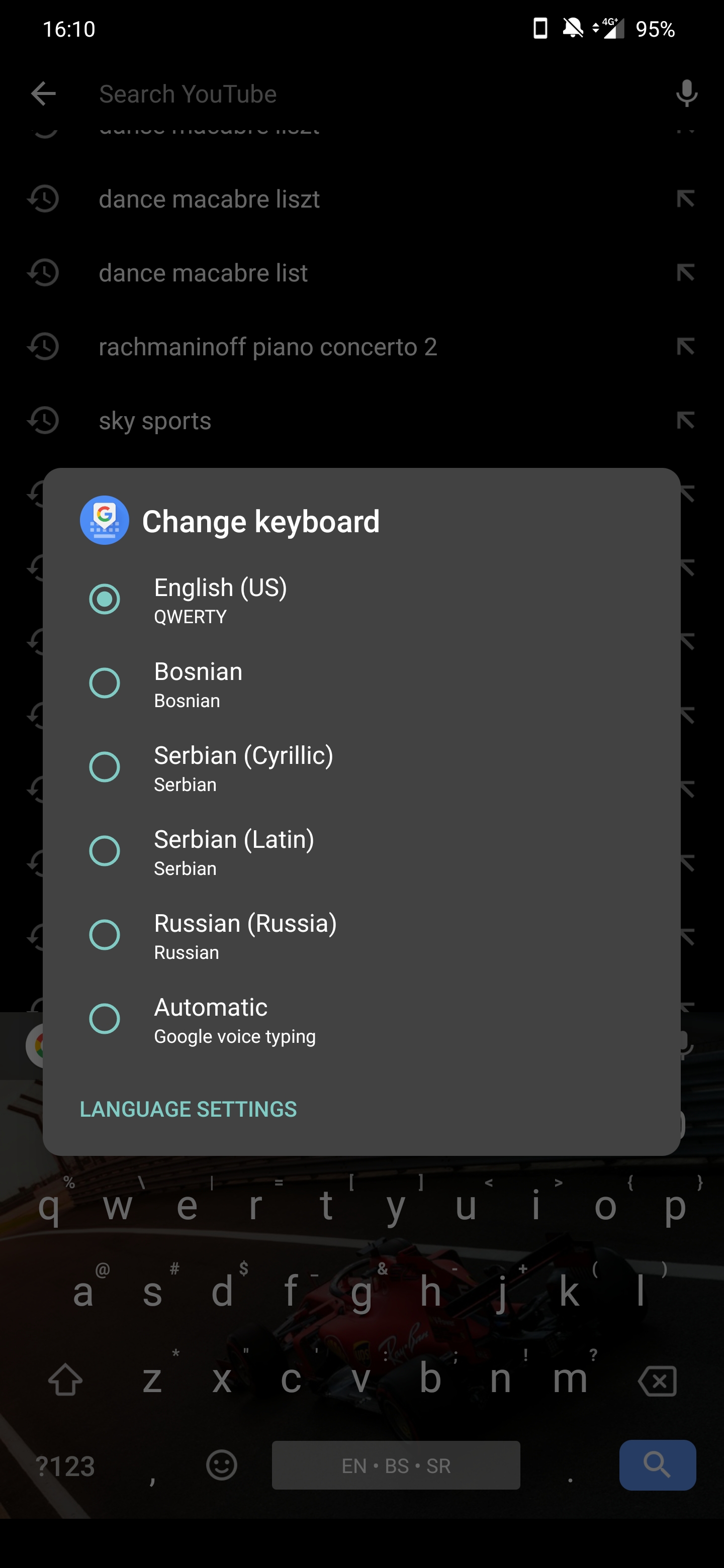 How to remove Automatic (google voice typing) from the list of