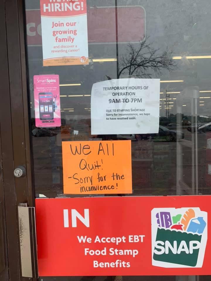 Family Dollar Employees at 46th & Huntington all walk out and quit. r