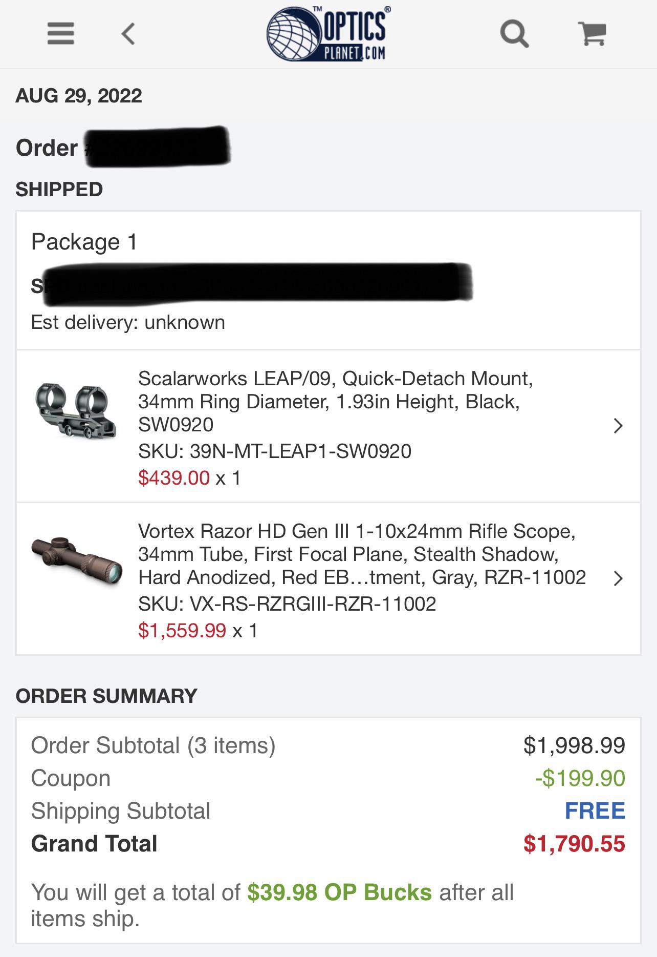 When OP can’t get the optic you ordered quick enough, so they offer you