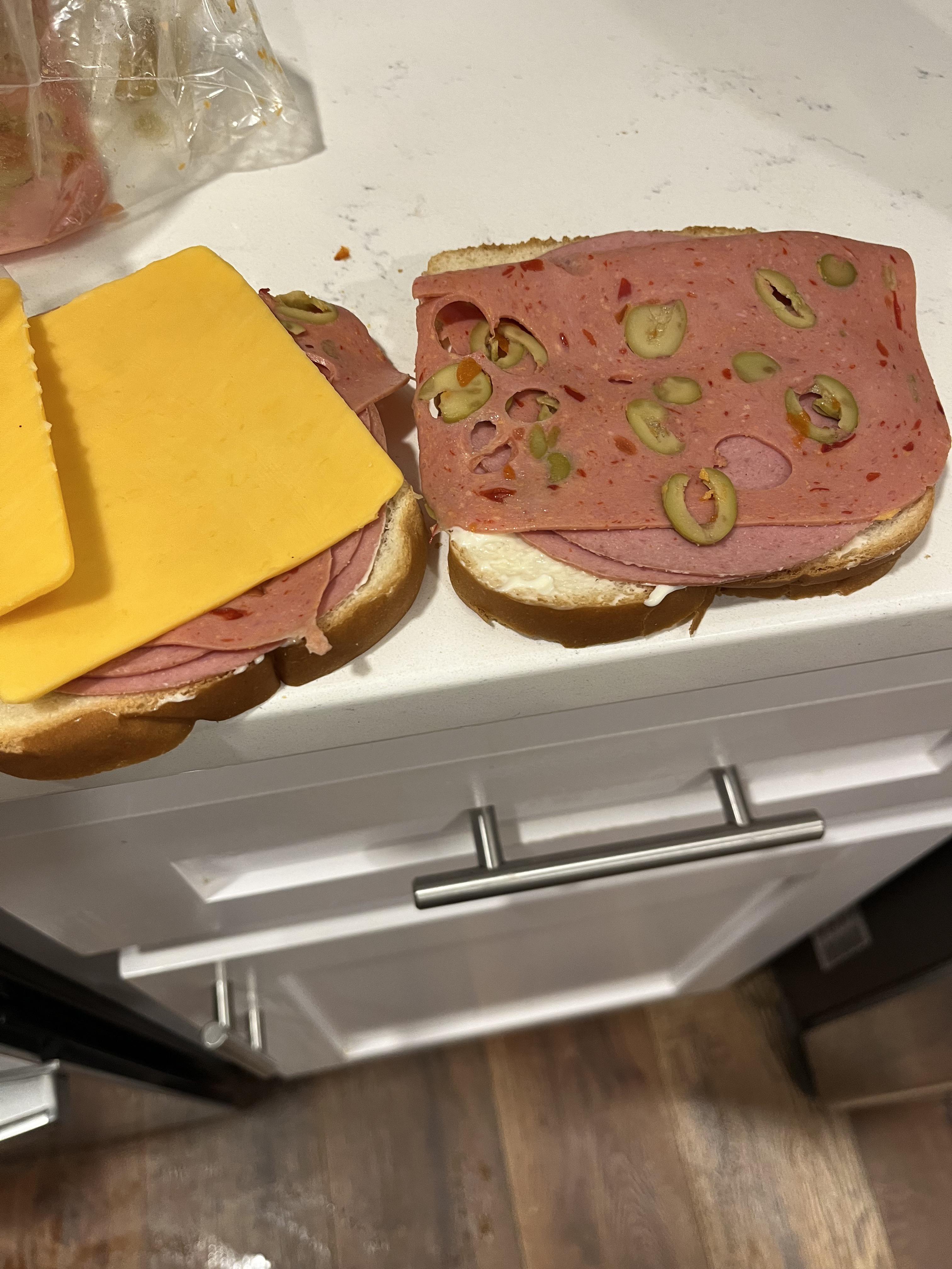 Bologna and olive loaf melts late night r/drunkencookery