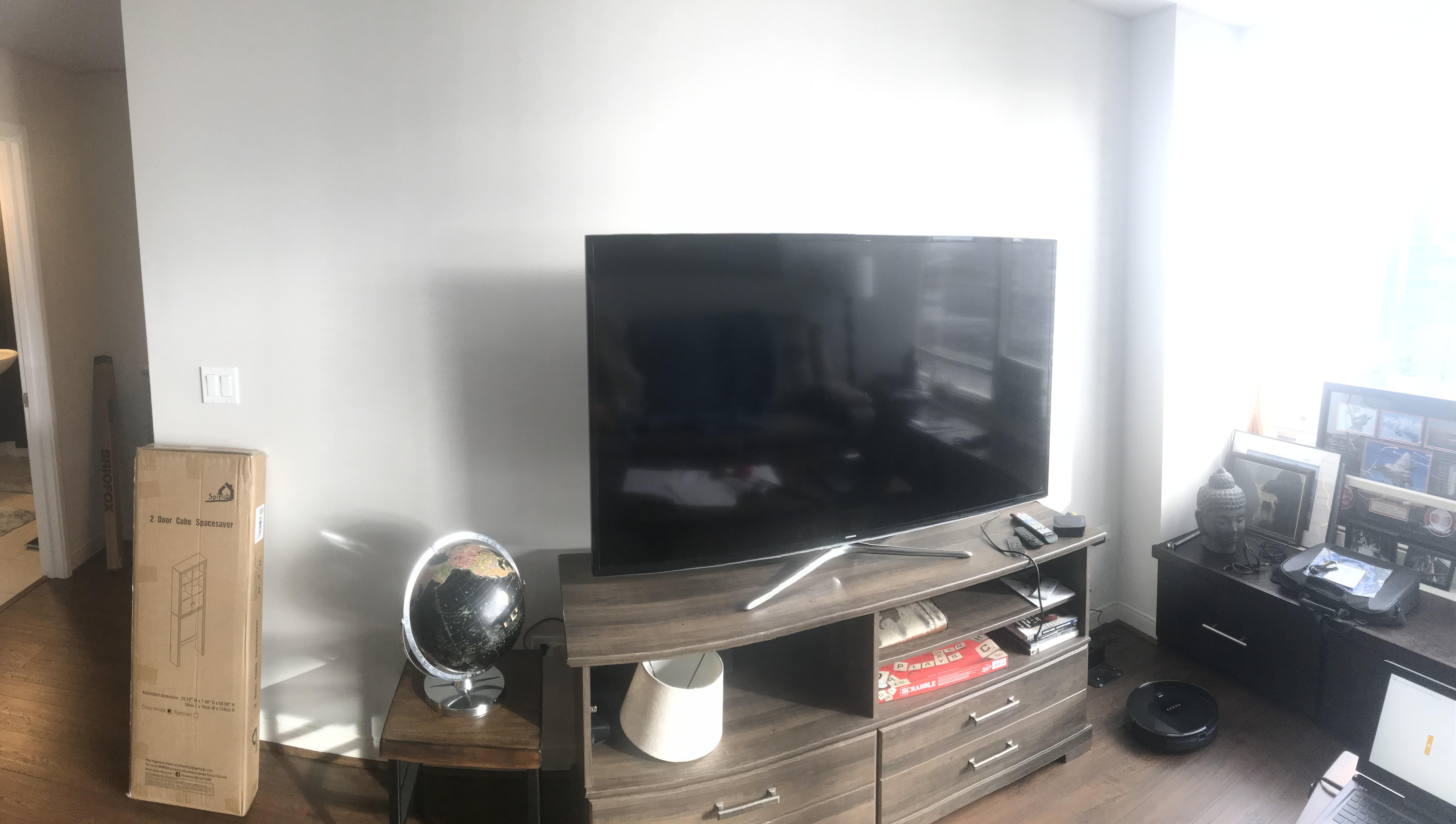 Is it awkward to have this entertainment center not centered on this