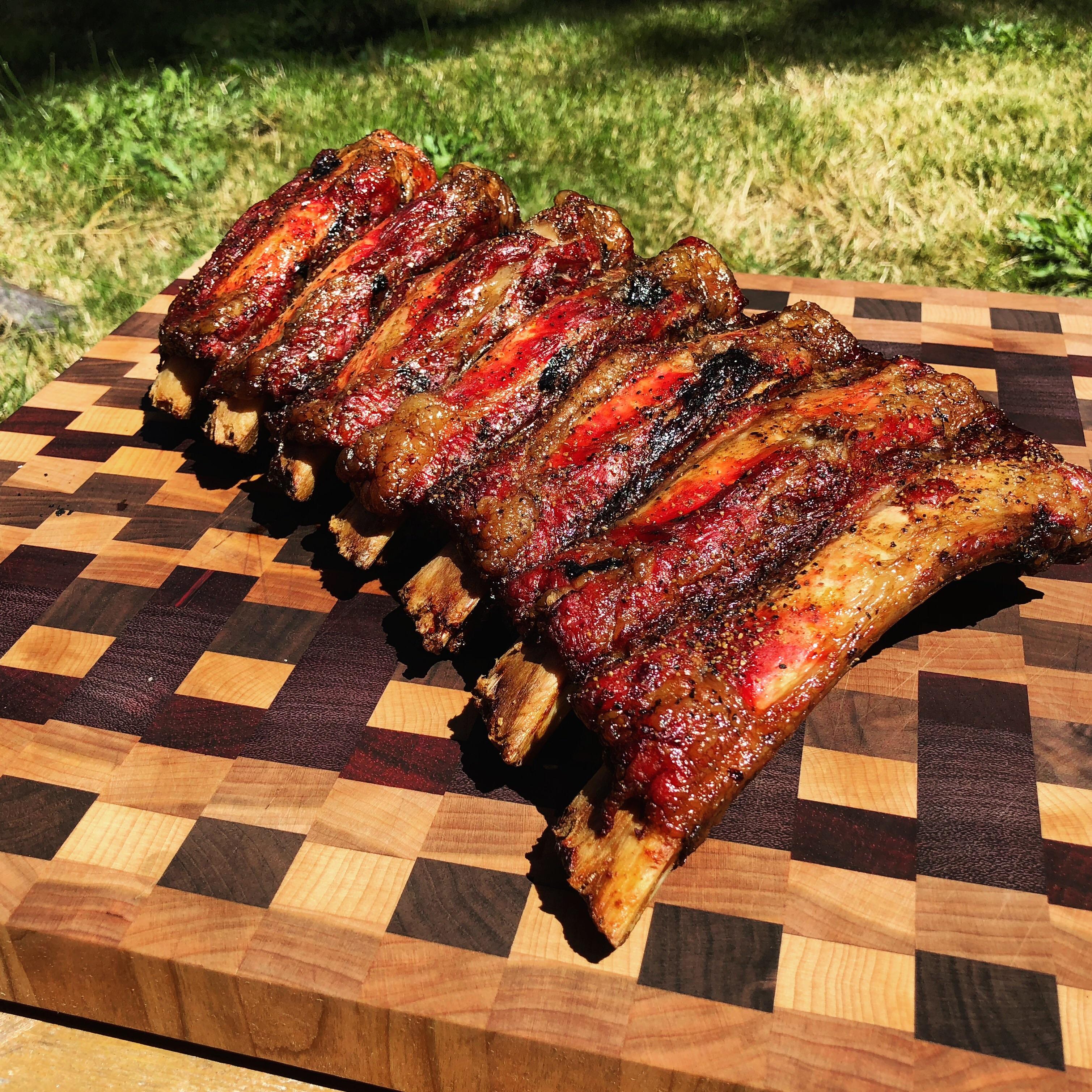 First attempt at Beef Back Ribs. Salt and Pepper smoked with Oak at 225
