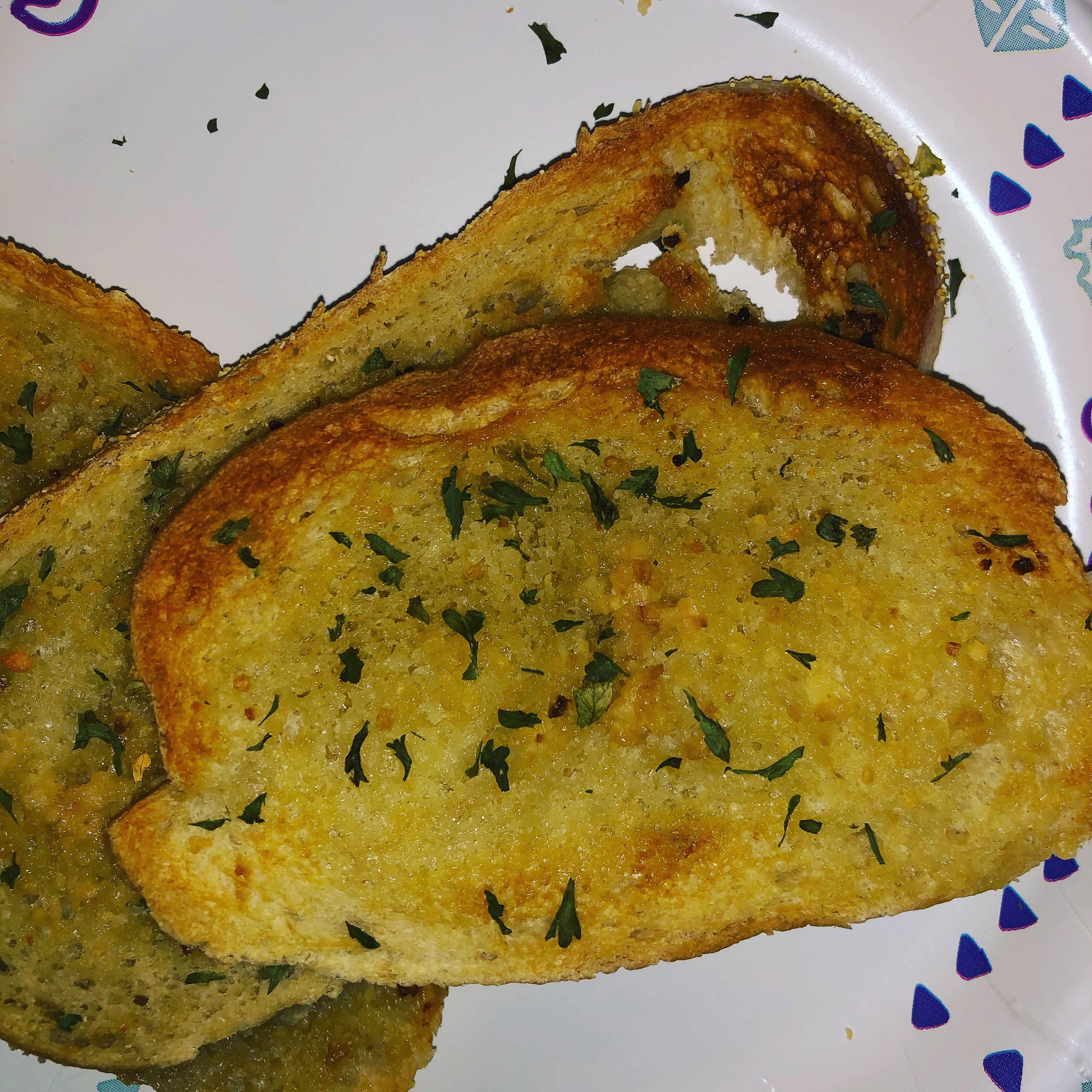 [Homemade] Sourdough garlic bread food