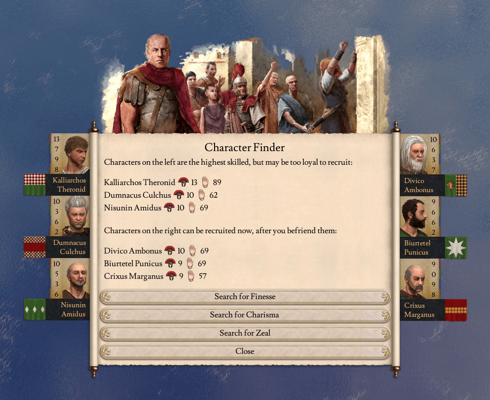 I modded in a simple character finder r/Imperator