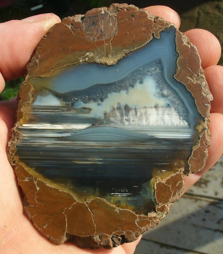 This thunder egg has a landscape inside interestingasfuck