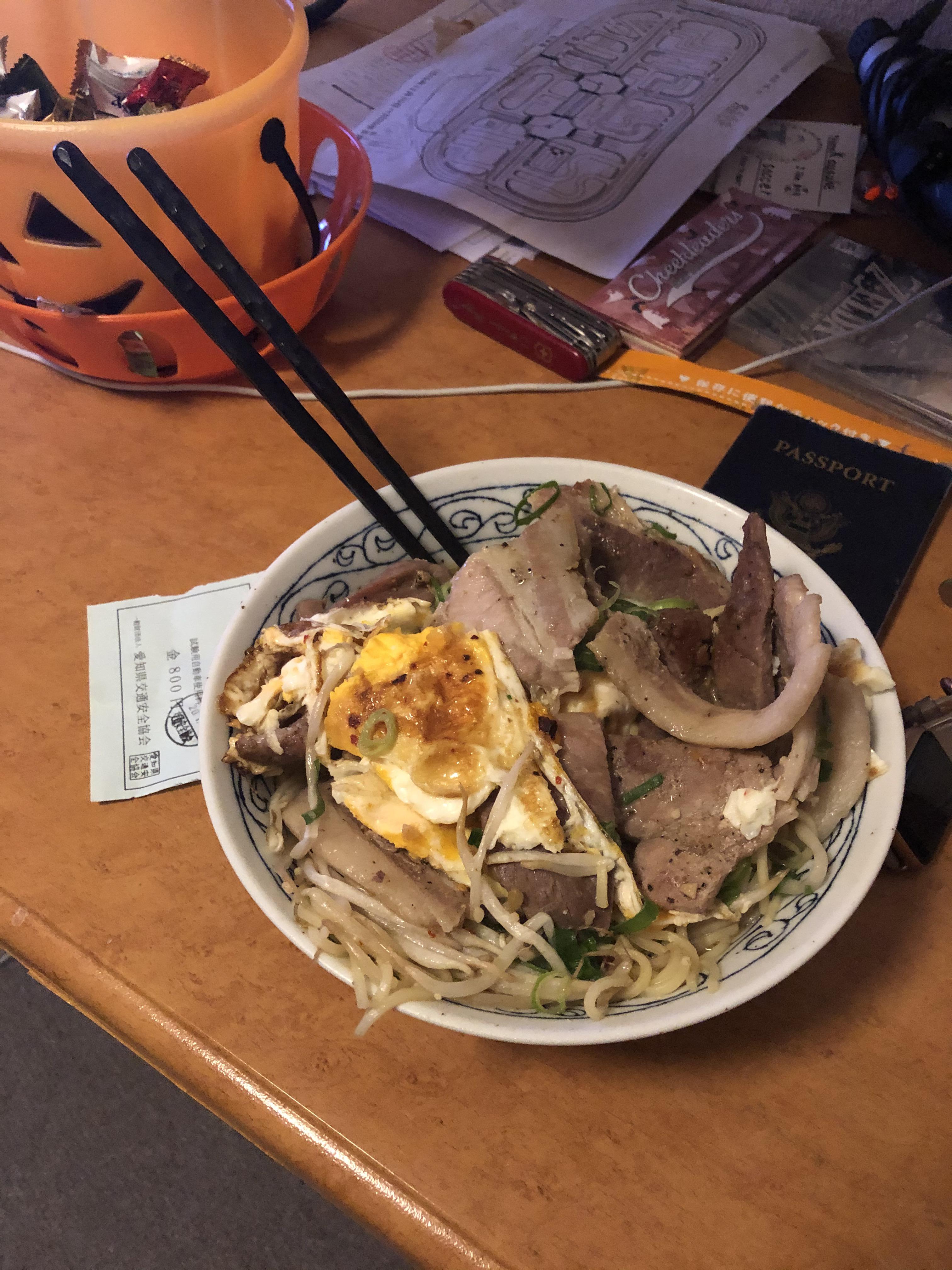 Not the fanciest (frozen ramen), but with some egg, meat, veggies, and