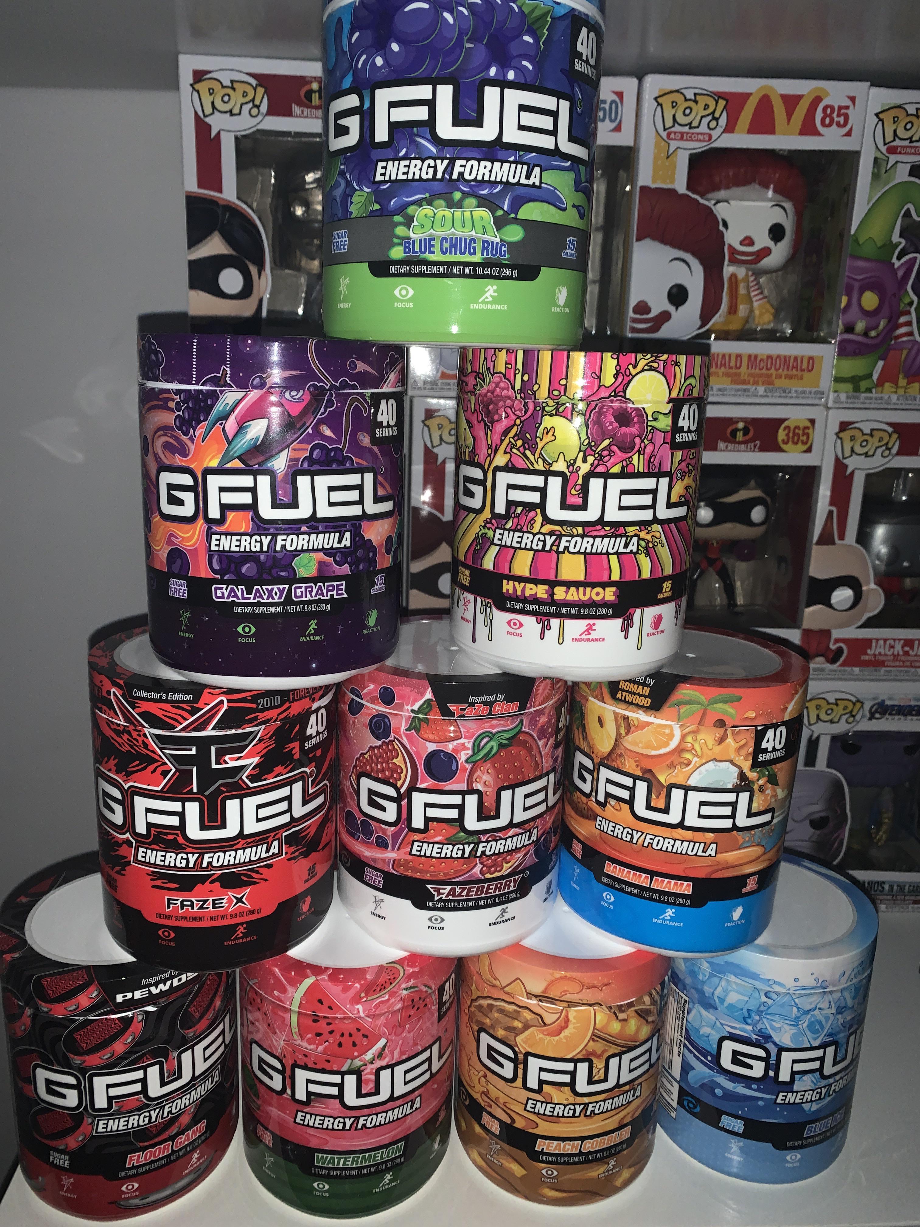 My collection so far (should I make a list of my best to worst?) r/GFUEL