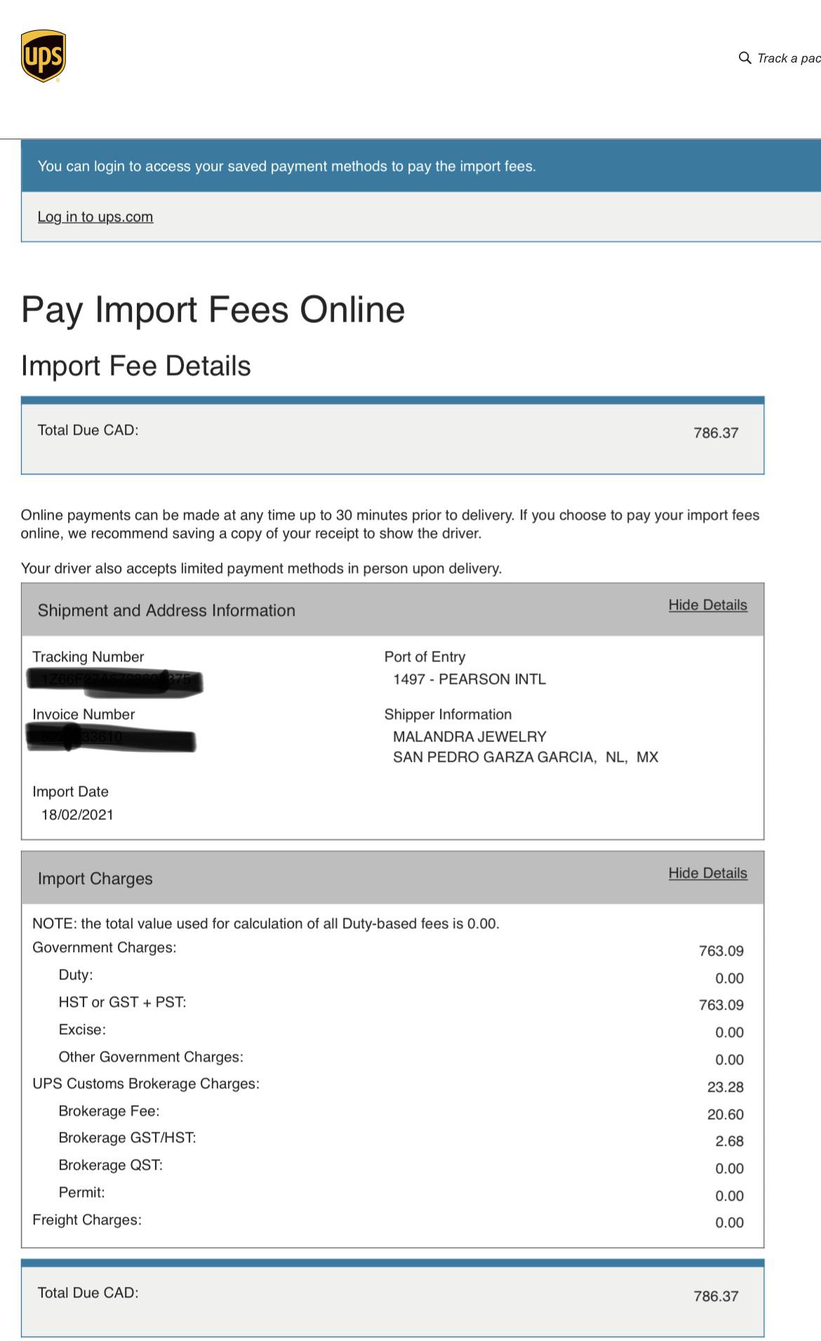 UPS outrageous import fees, is this a mistake ? I ordered jewelry from